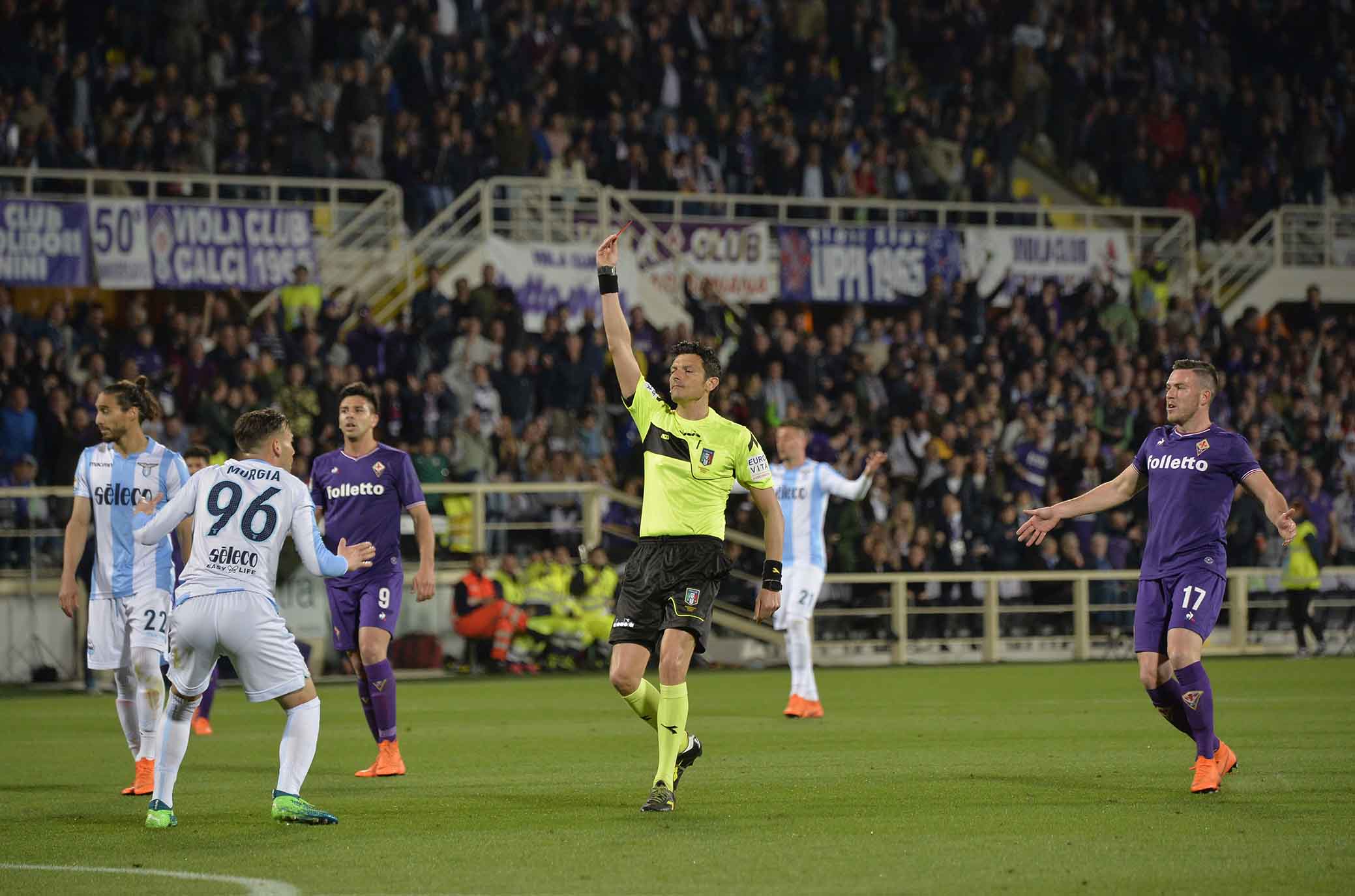 FIORENTINA-LAZIO 18-04-2018 ARBITRO DAMATO ESPELLE MURGIA. SILPRESS/GALASSI SILVANO