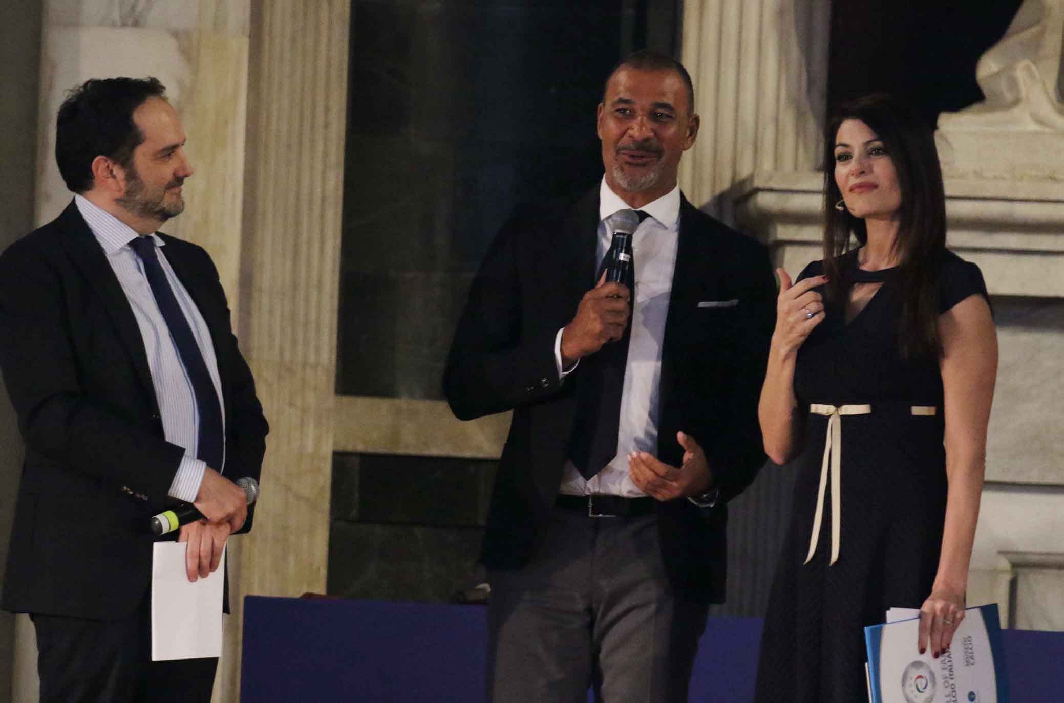 FIRENZE 09-04-2018 HALL OF FAME. SALONE DEI CINQUECENTO PALAZZO VECCHIO. RUUD GULLIT E ILARIA D'AMICO. SILPRESS/GALASSI SILANO