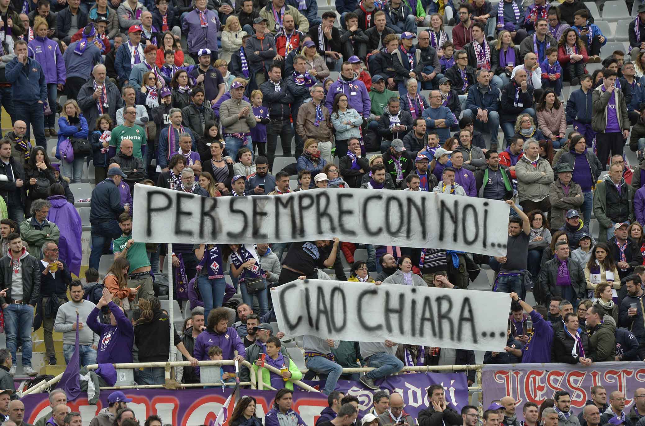 FIORENTINA-SPAL 15-04-2018 STRISCIONE. SILPRESS/GALASSI SILVANO