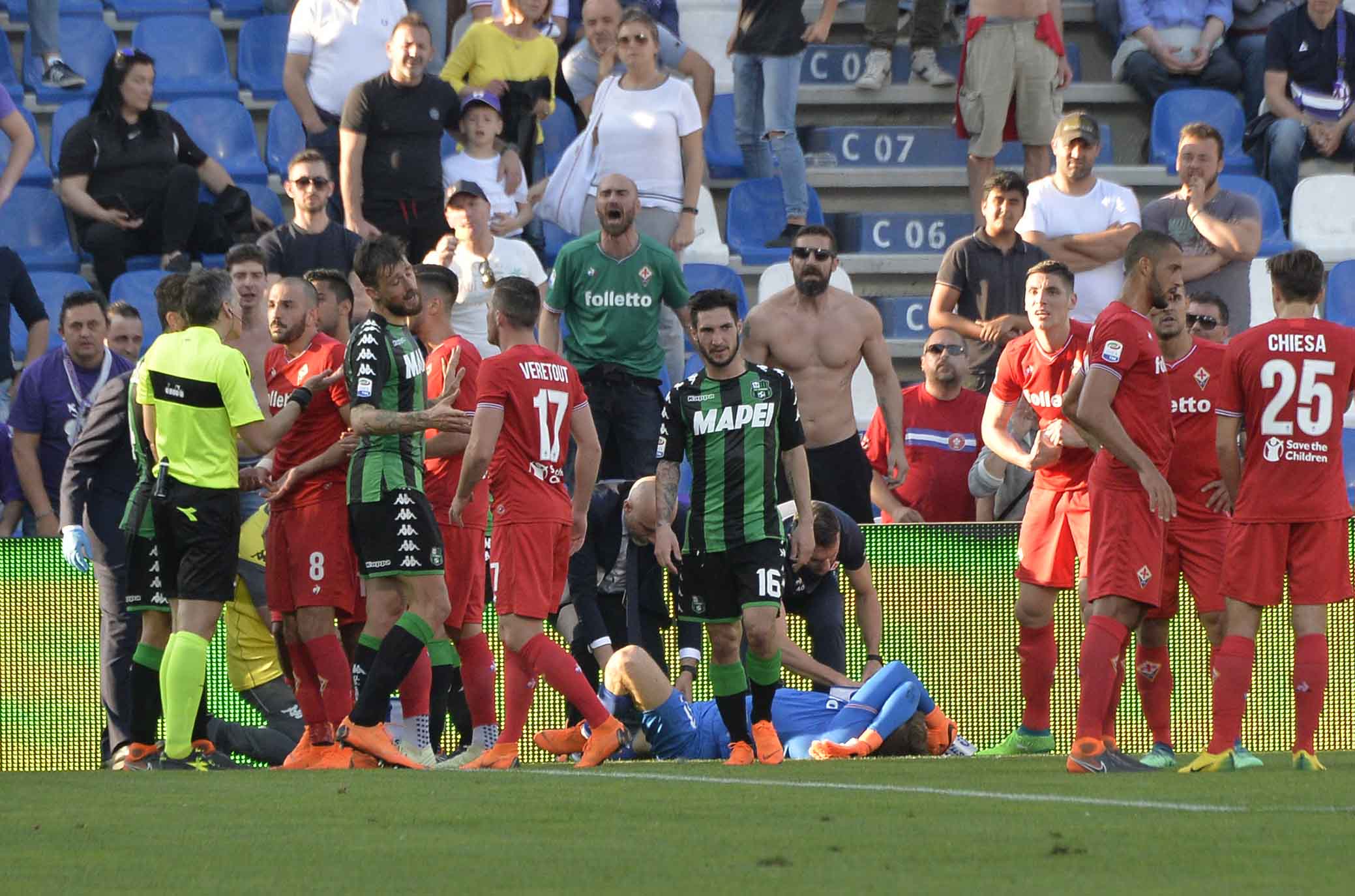 SASSUOLO-FIORENTINA 21-04-2018 INFORTUNIO A DABROWSKI. SILPRESS/GALASSI SILVANO