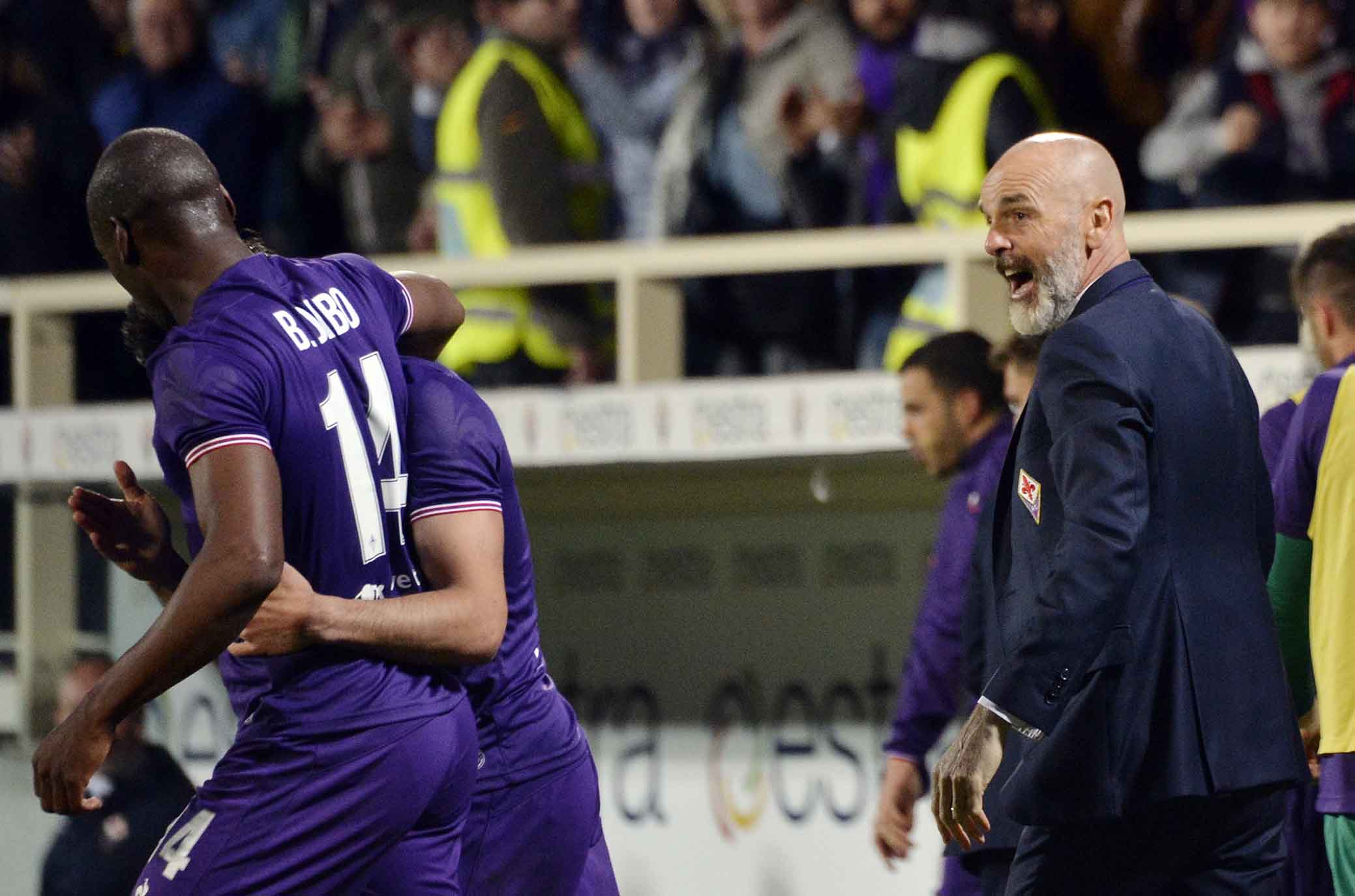 FIORENTINA-LAZIO 18-04-2018 ESULTANZA PIOLI, DABO E VERETOUT. SILPRESS/GALASSI SILVANO