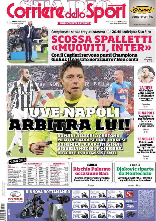 Quotidiani: la prima pagina di Qs, Stadio, Gazzetta, Corriere dello Sport, Tuttosport