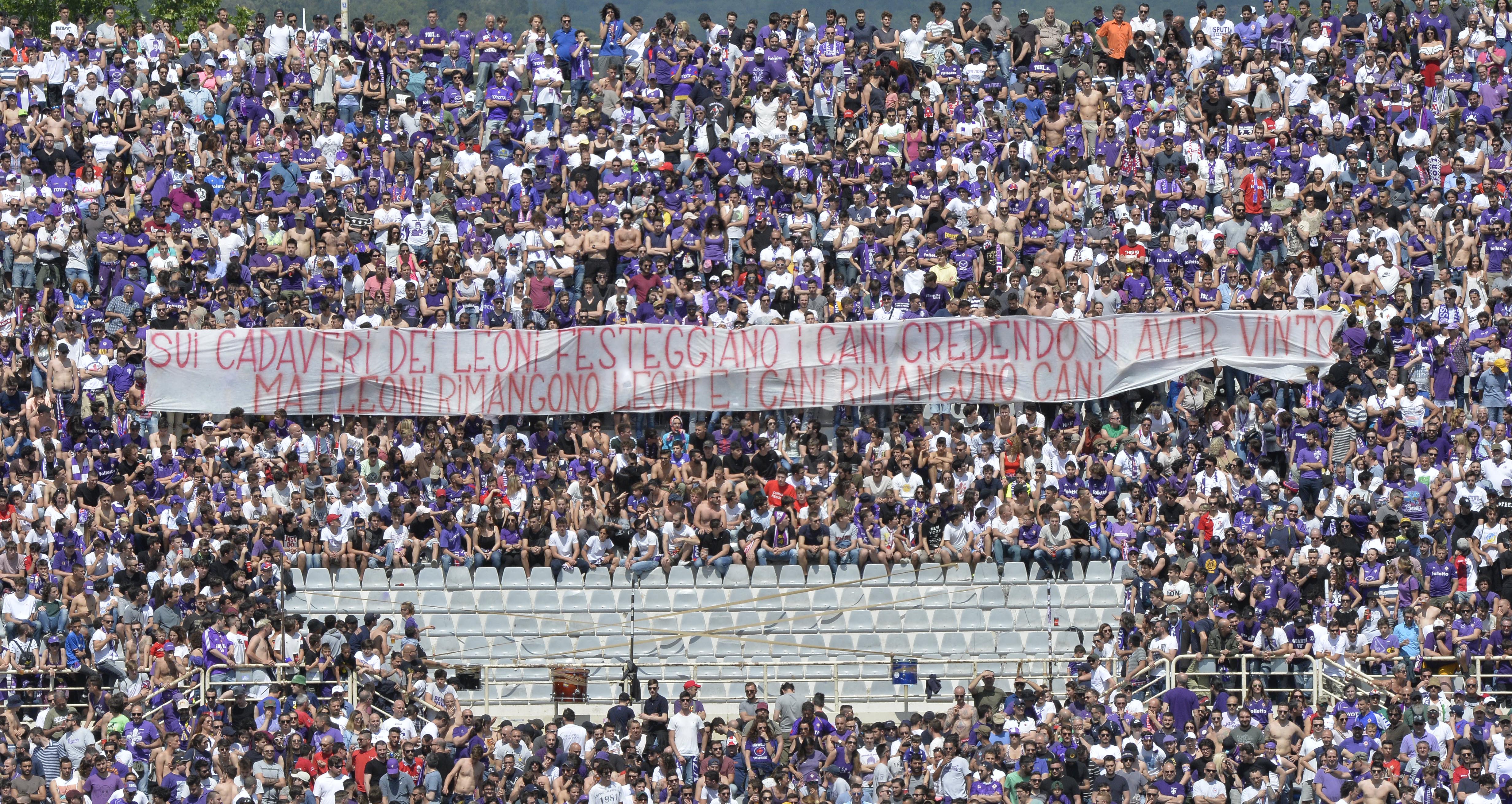FIORENTINA-CAGLIARI 13-05-2108 STRISCIONE. SILPRESS/GALASSI SILVANO