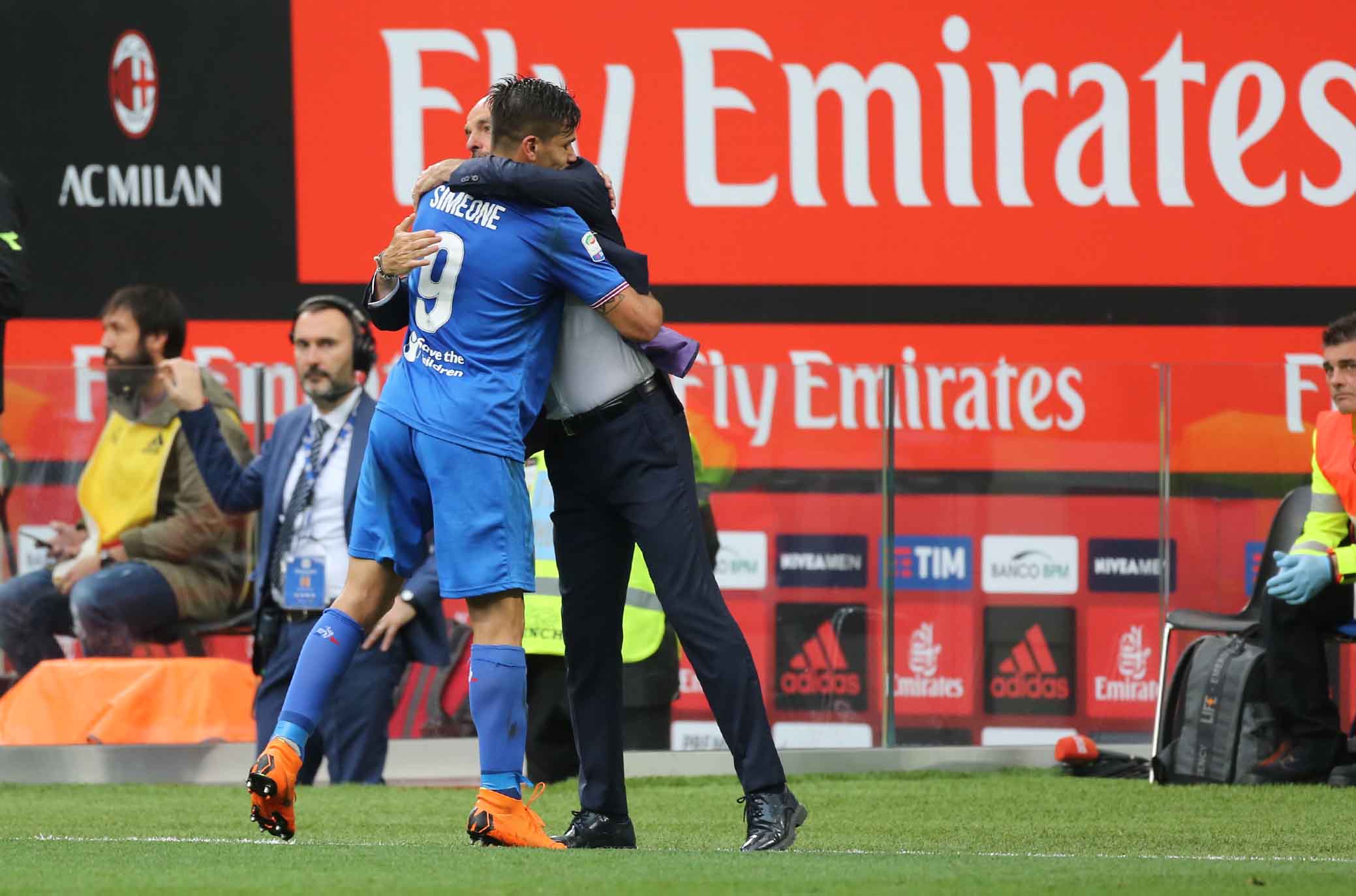 MILAN-FIORENTINA 20-05-2018 ESULTANZA DI GIOVANNI SIMEONE CON STEFANO PIOLI. SILPRESS/ALBERTO MARIANI
