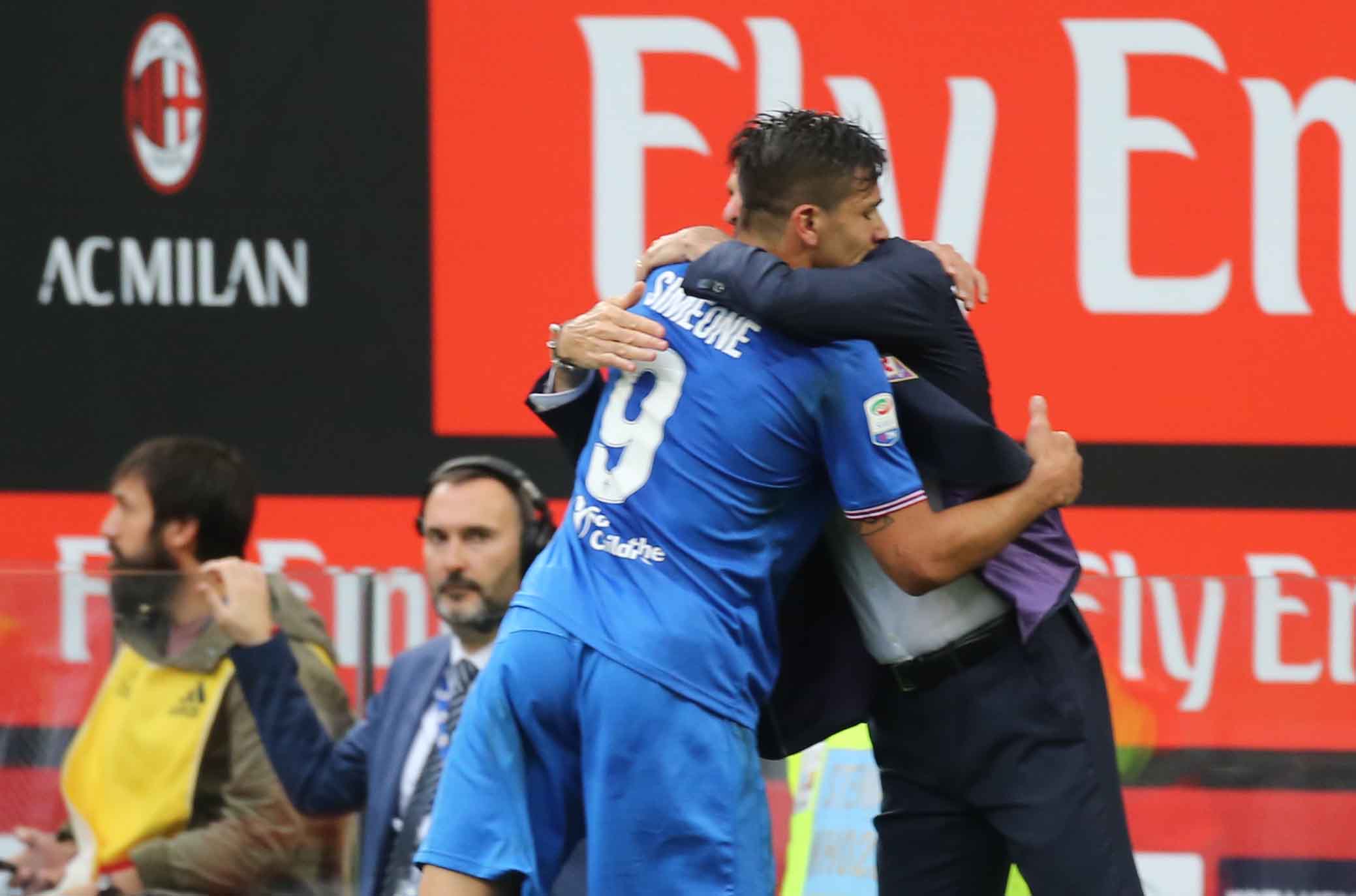 MILAN-FIORENTINA 20-05-2018 ESULTANZA DI GIOVANNI SIMEONE CON STEFANO PIOLI. SILPRESS/ALBERTO MARIANI