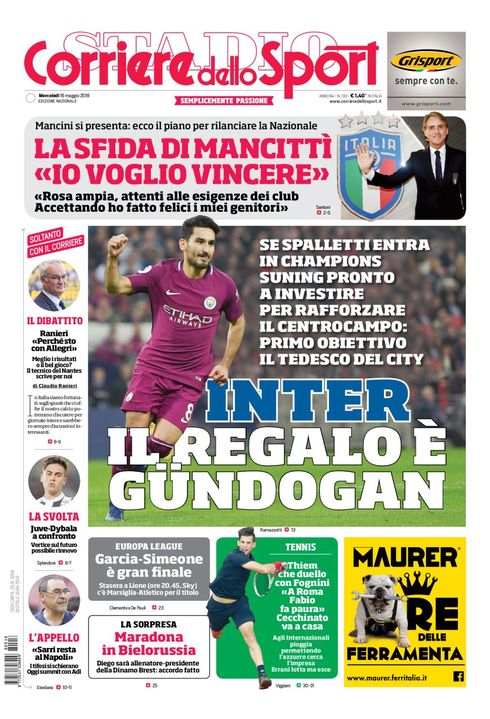 Quotidiani: la prima pagina di Qs, Stadio, Gazzetta, Corriere dello Sport, Tuttosport
