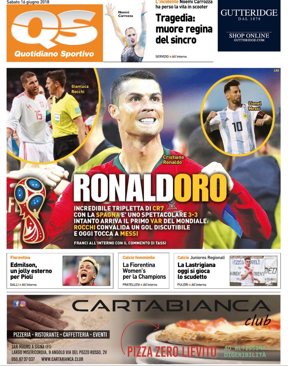 Quotidiani: la prima pagina di Qs, Stadio, Gazzetta, Corriere dello Sport, Tuttosport