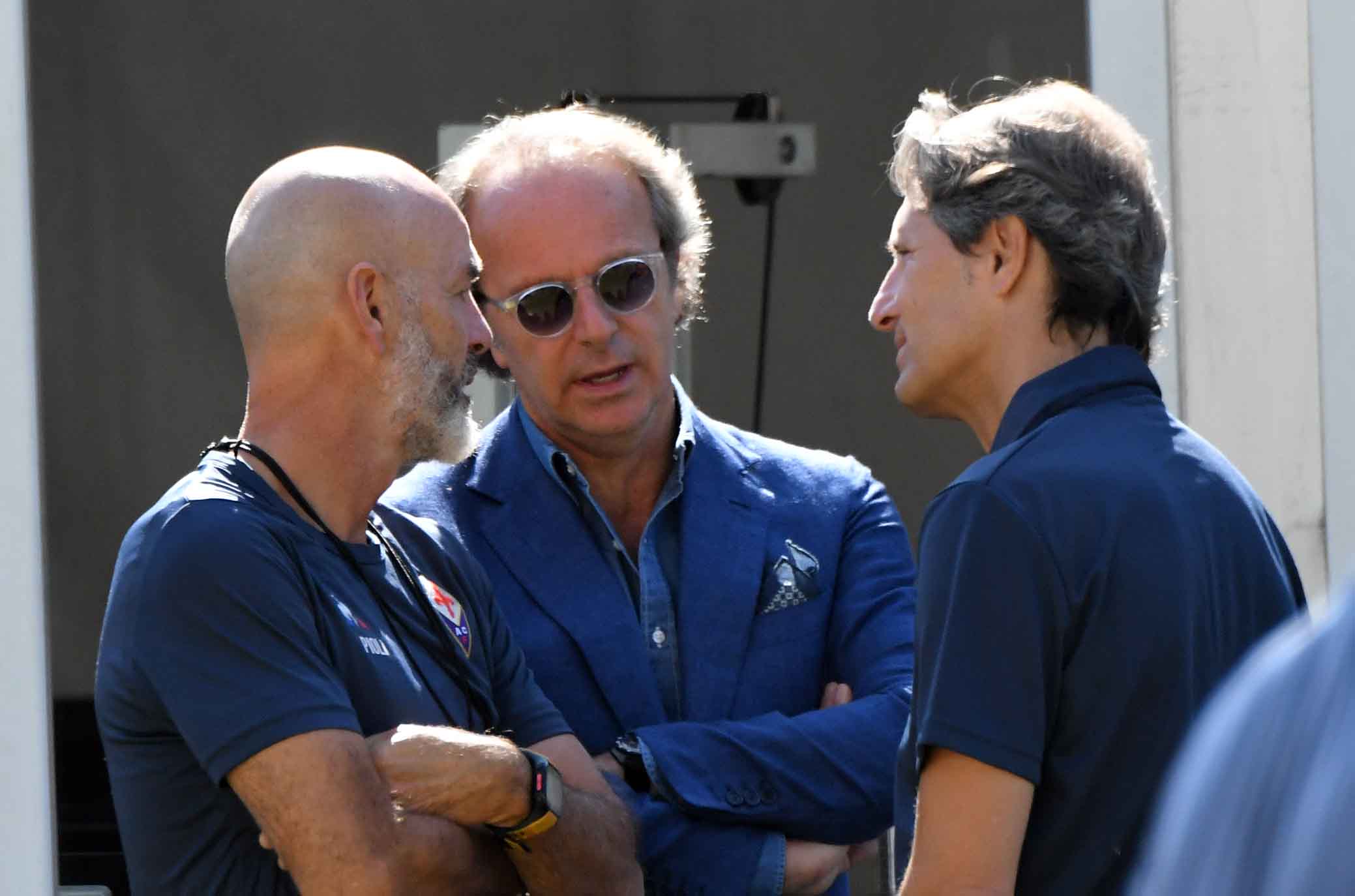 Andrea Della Valle al centro sportivo in mattinata. Premio a Pioli per le 300 panchine in A
