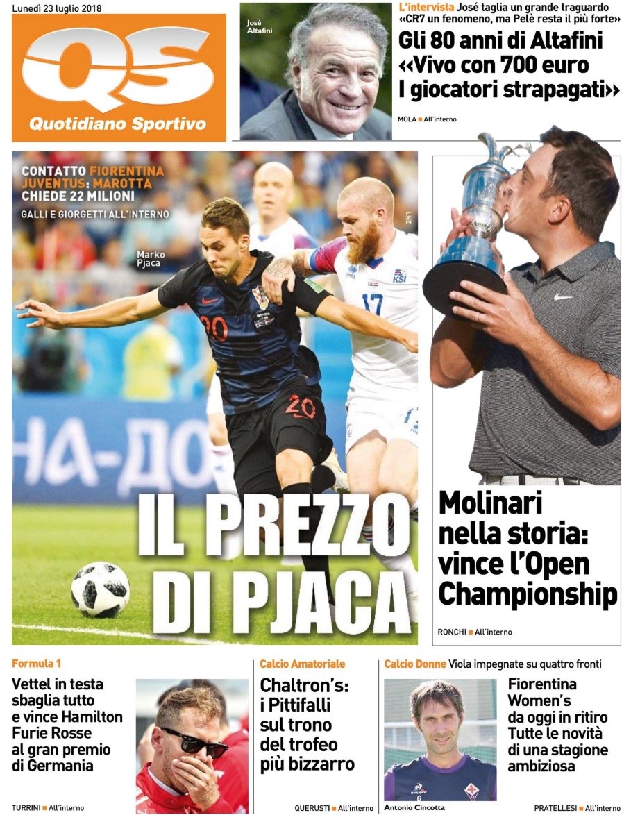Quotidiani: la prima pagina di Qs, Stadio, Gazzetta, Corriere dello Sport, Tuttosport