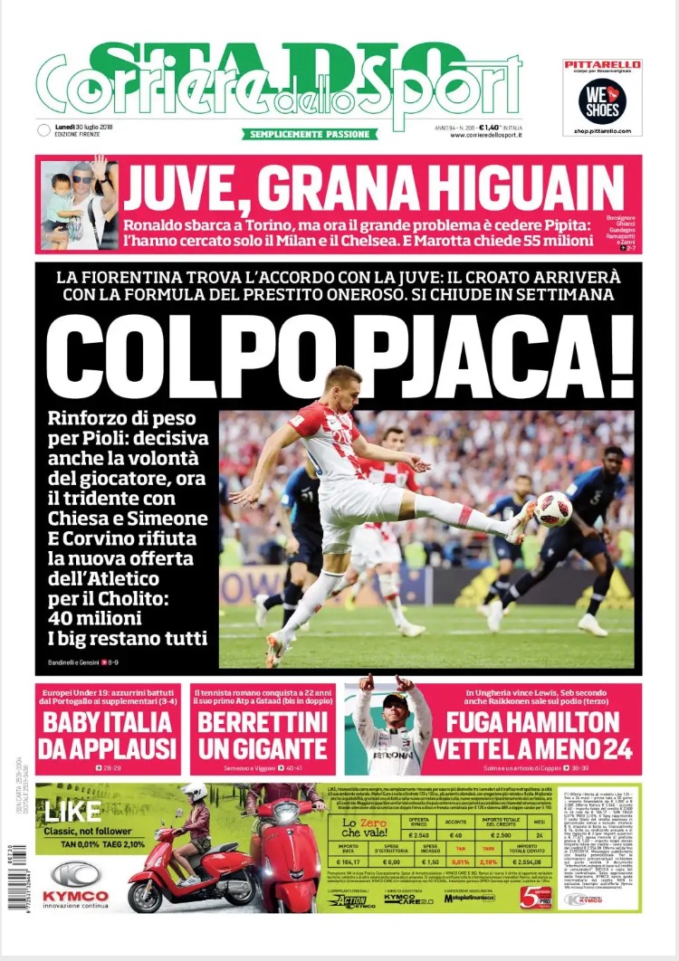 Quotidiani: la prima pagina di Qs, Stadio, Gazzetta, Corriere dello Sport, Tuttosport