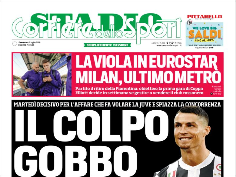 Quotidiani: la prima pagina di Qs, Stadio, Gazzetta, Corriere dello Sport, Tuttosport