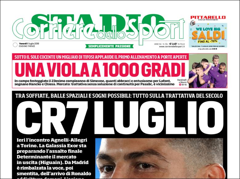 Quotidiani: la prima pagina di Qs, Stadio, Gazzetta, Corriere dello Sport, Tuttosport