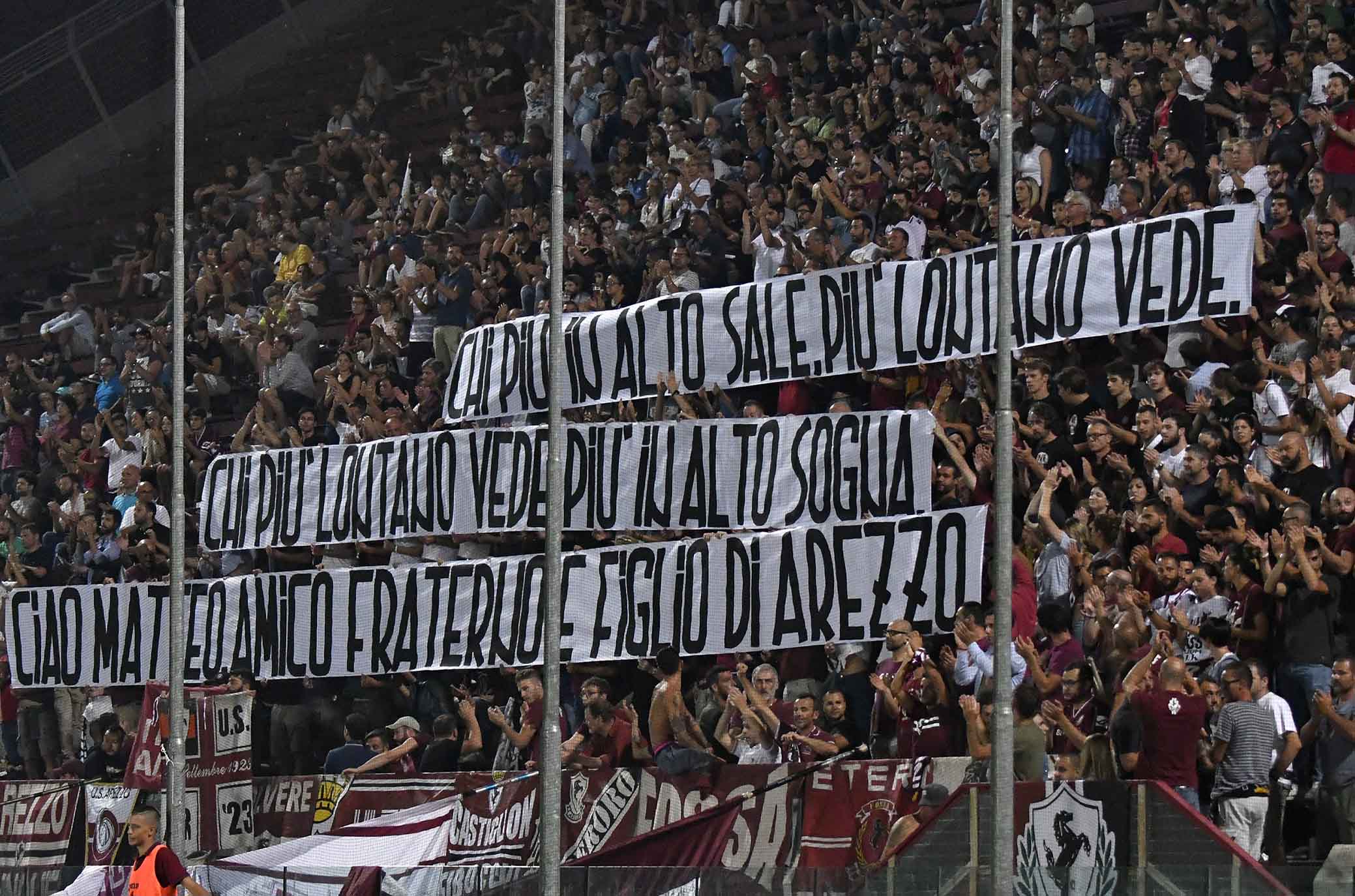 AREZZO-FIORENTINA 22-08-2018 STRISCIONE IN CURVA DELL'AREZZO. GALASSI SILVANO/SILPRESS
