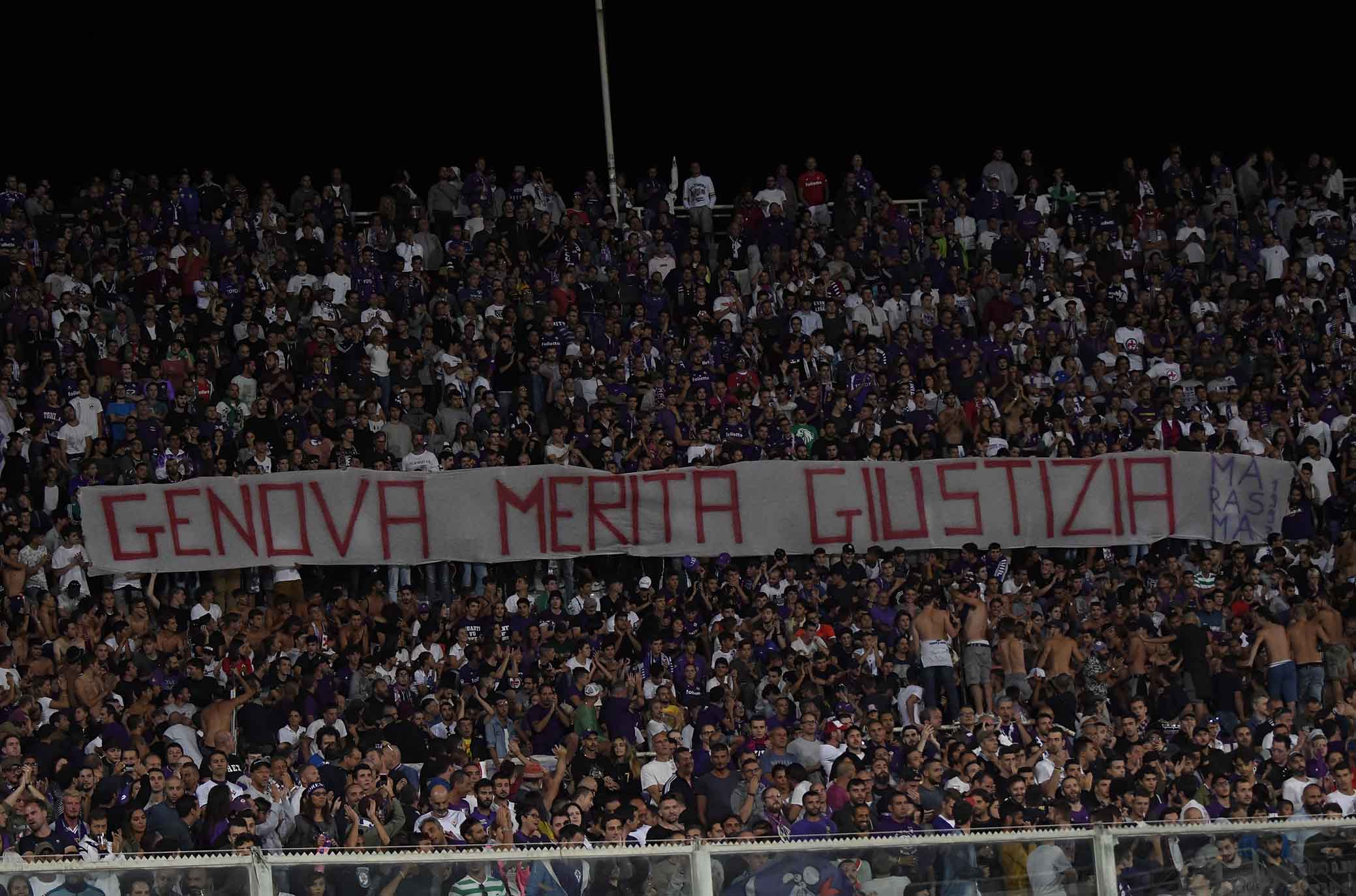 FIORENTINA-CHIEVO 26-08-2018 STRISCIONE IN RICORDO DI GENOVA. GALASSI SILVANO/SILPRRESS