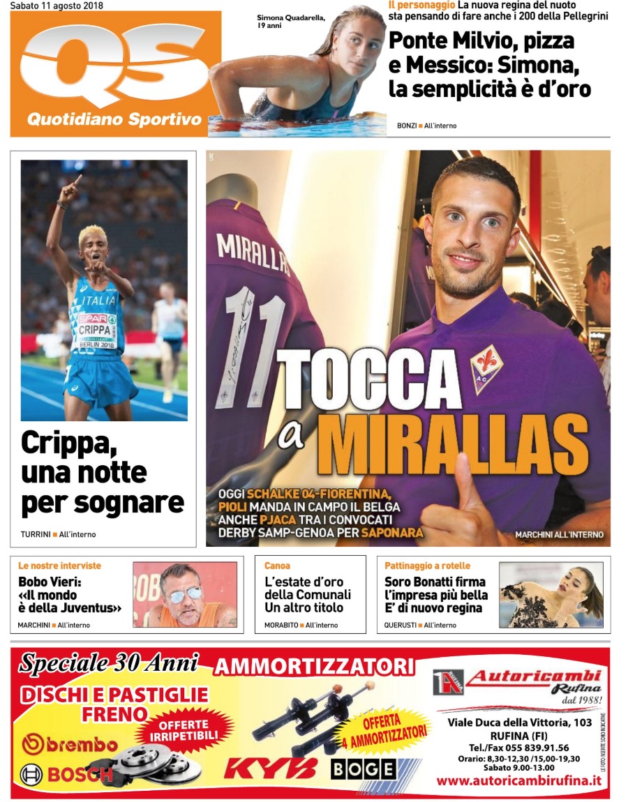 Quotidiani: la prima pagina di Qs, Stadio, Gazzetta, Corriere dello Sport, Tuttosport