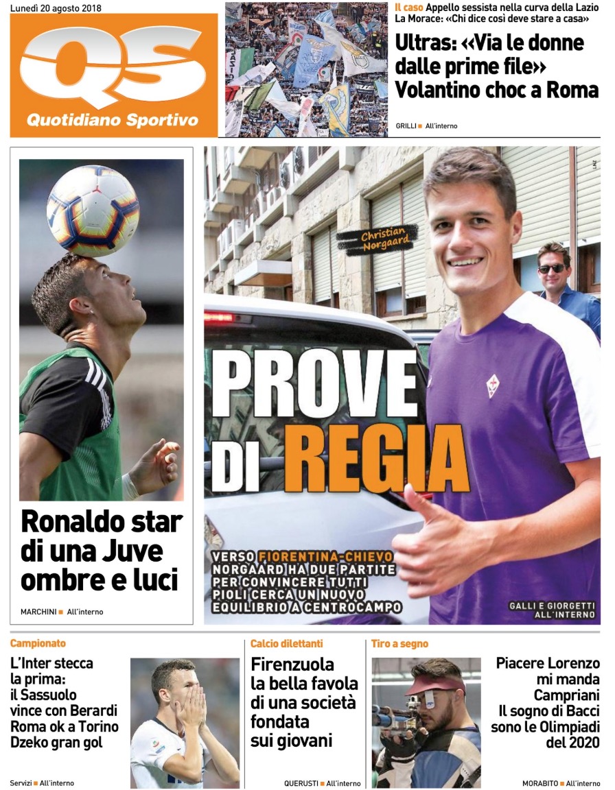 Quotidiani: la prima pagina di Qs, Stadio, Gazzetta, Corriere dello Sport, Tuttosport
