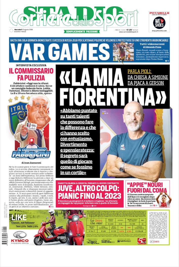 Quotidiani: la prima pagina di Qs, Stadio, Gazzetta, Corriere dello Sport, Tuttosport