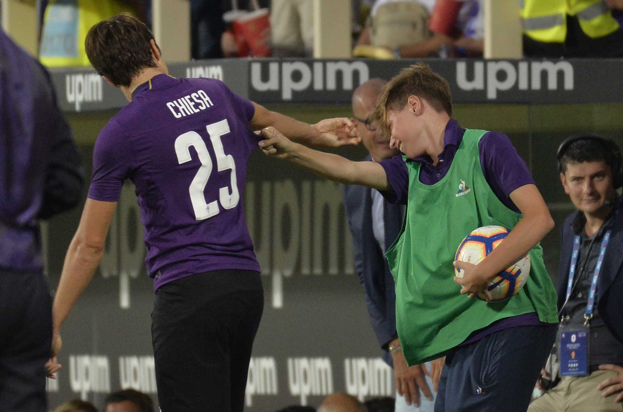 FIIORENTINA-SPAL 22-09-2018 ESULTANZA DI FEDERICO CHIESA CON IL FRATELLO LORENZO. GALASSI SILVANO/SILPRESS
