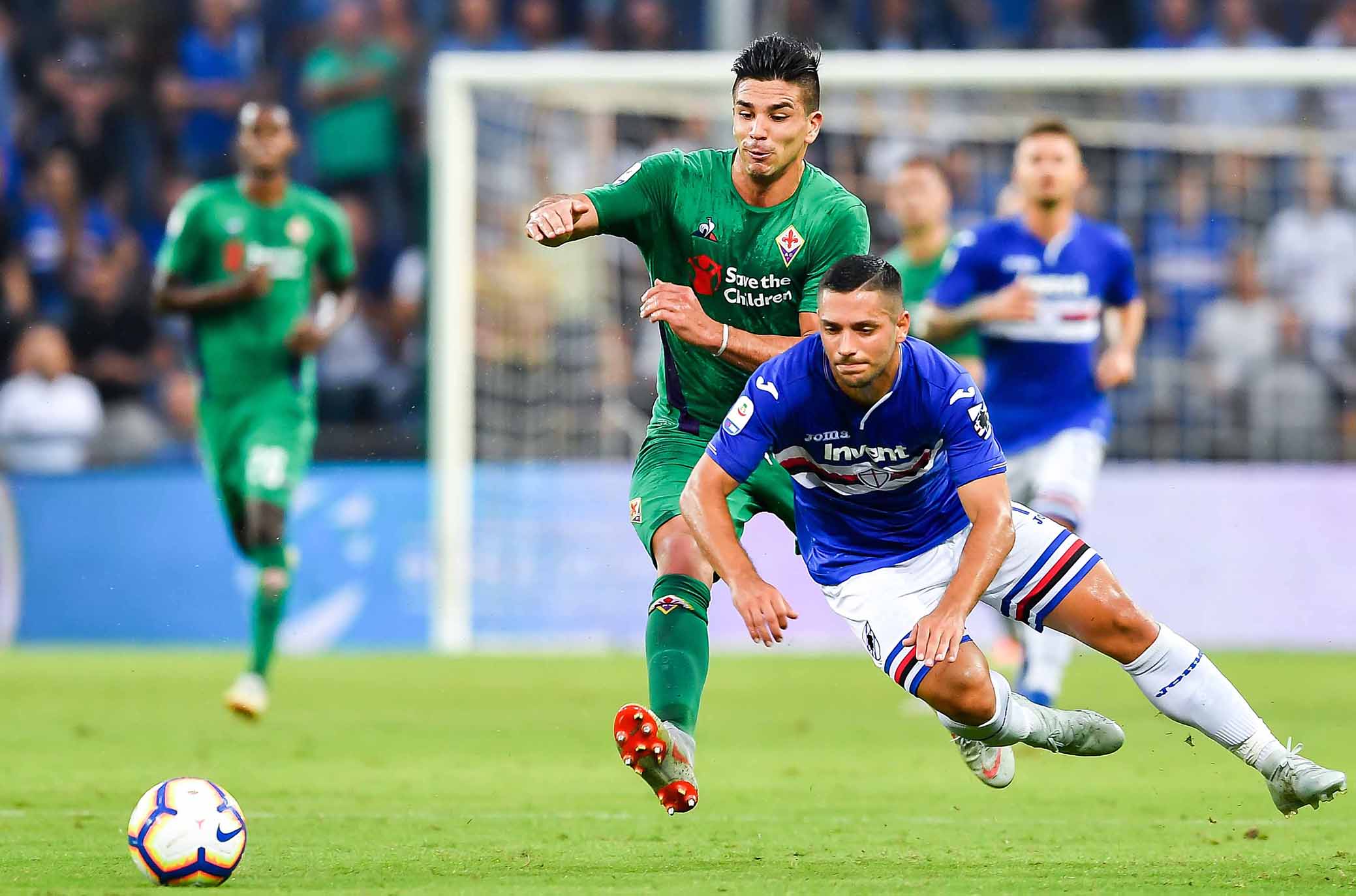 Genova, 19/09/2018 Serie A/Sampdoria-Fiorentina Giovanni Pablo Simeone-Gianluca Caprari . SILPRESS