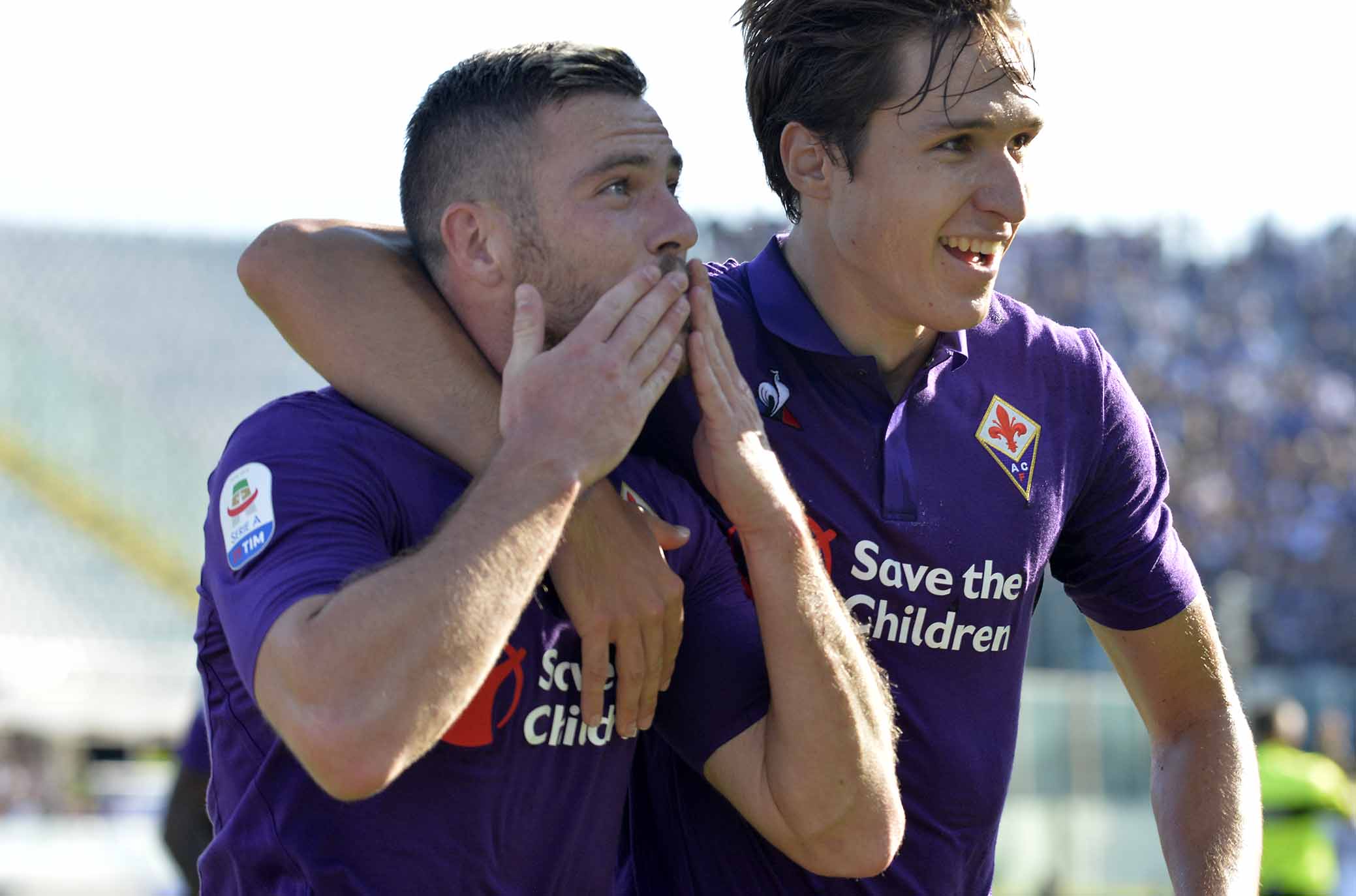FIORENTINA-ATALANTA 30-09-2018. ESULTANZA DI JORDAN VERETOUT CON FEDERICO CHIESA. GALASSI SILVANO/SILPRESS