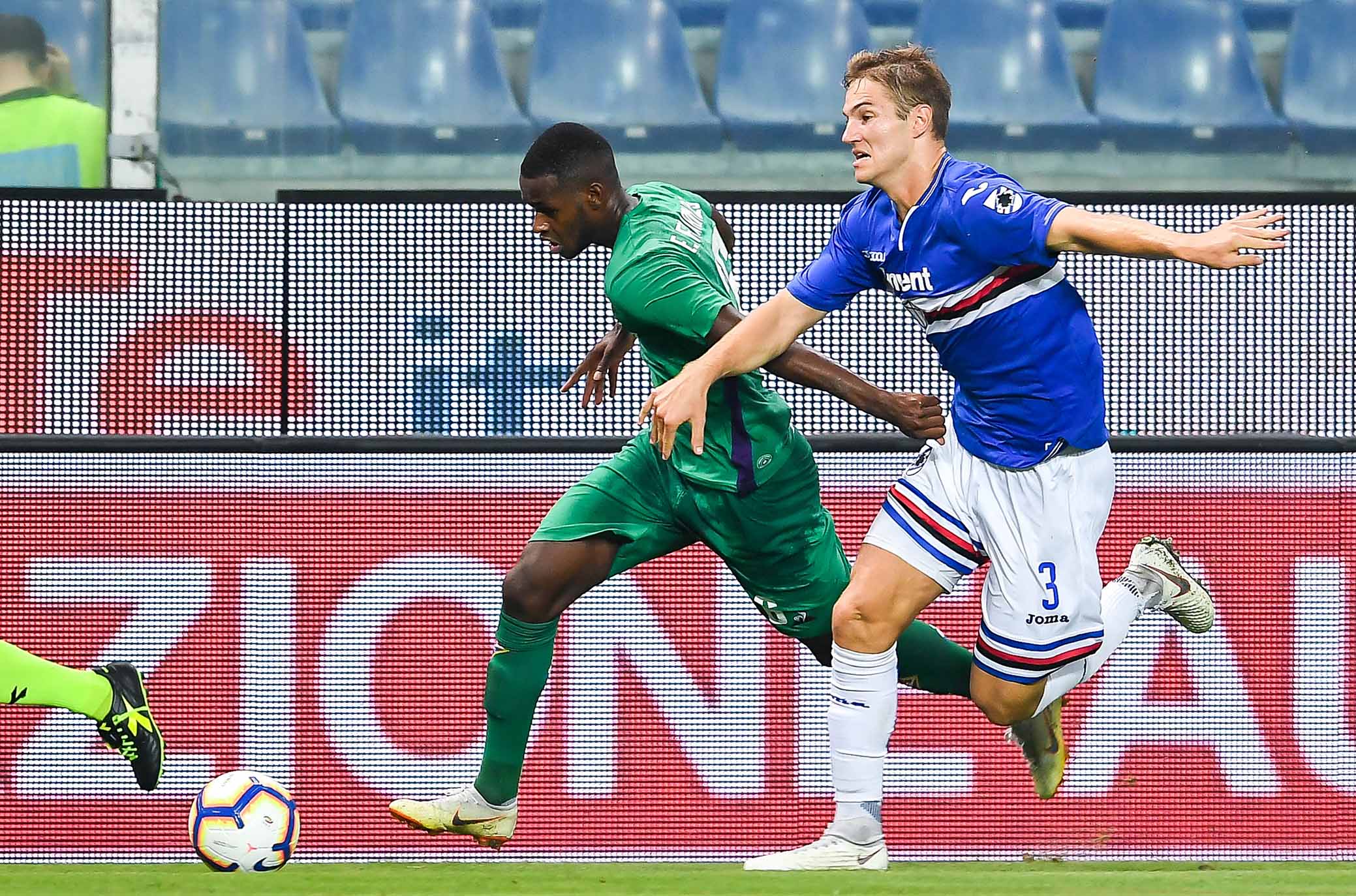 Genova, 19/09/2018 Serie A/Sampdoria-Fiorentina Edmilson Ribeiro Fernandes-Joachim Andersen . SILPRESS