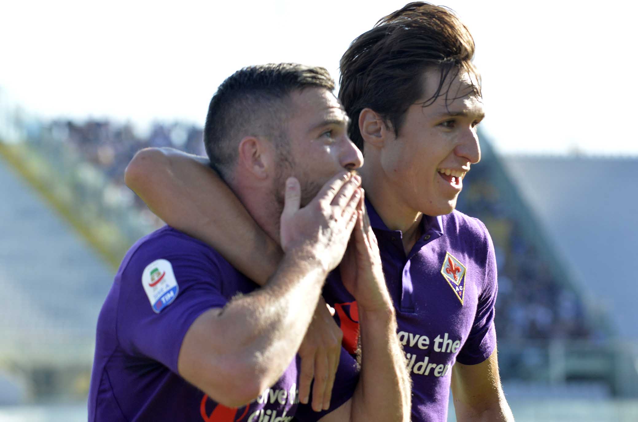 FIORENTINA-ATALANTA 30-09-2018. ESULTANZA DI JORDAN VERETOUT CON FEDERICO CHIESA. GALASSI SILVANO/SILPRESS