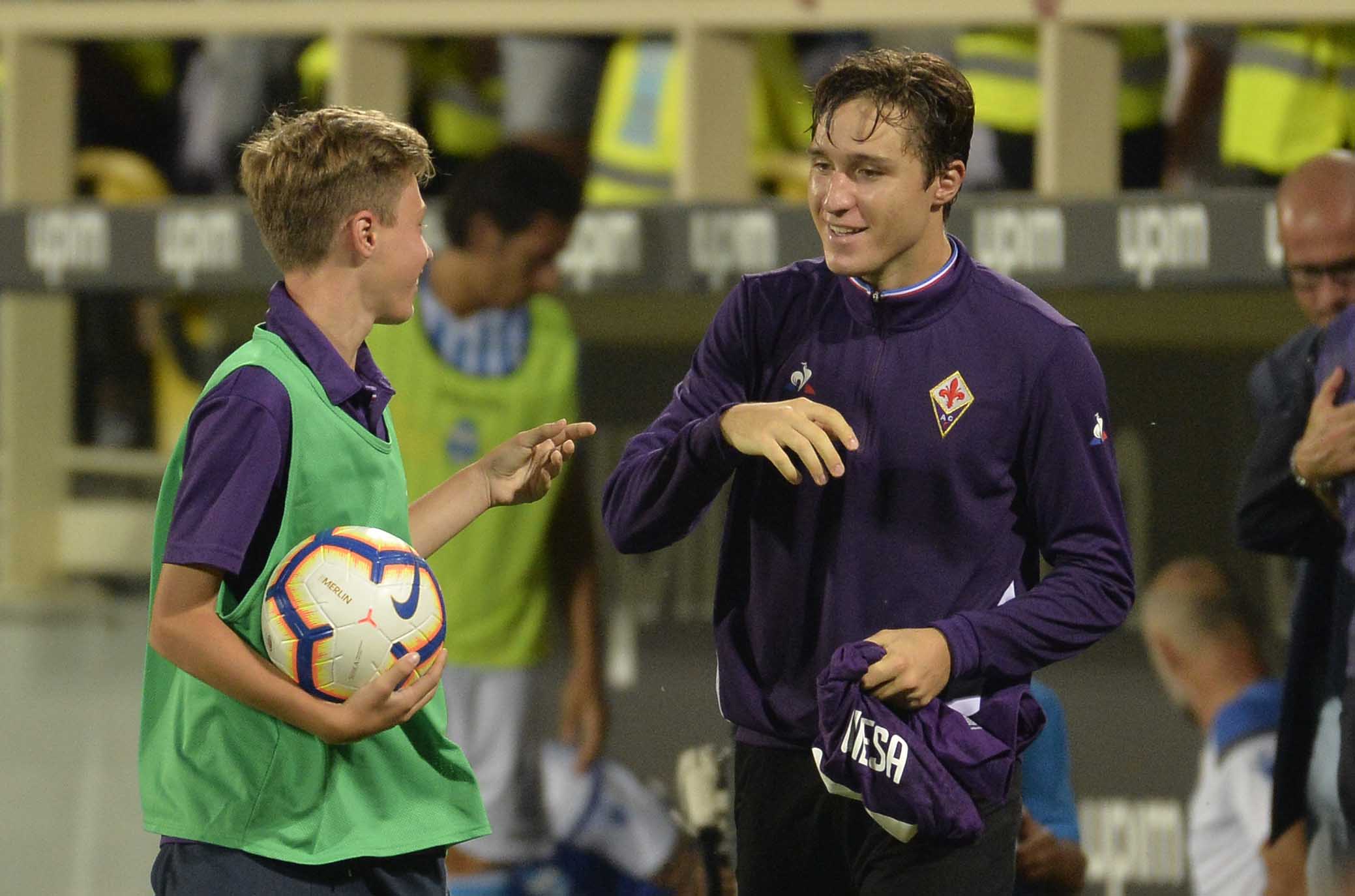 FIIORENTINA-SPAL 22-09-2018 FEDERICO CHIESA CON IL FRATELLO LORENZO. GALASSI SILVANO/SILPRESS