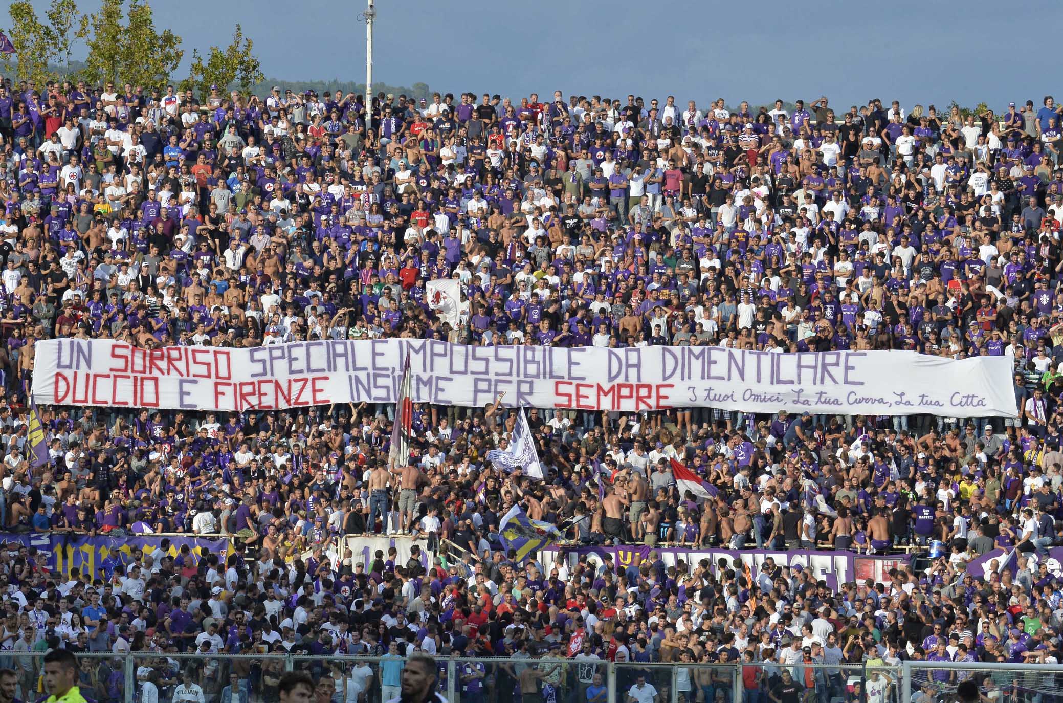 FIORENTINA-UDINESE 02-09-18.STRISCIONE DEI TIFOSI IN CURVA.SILPRESS