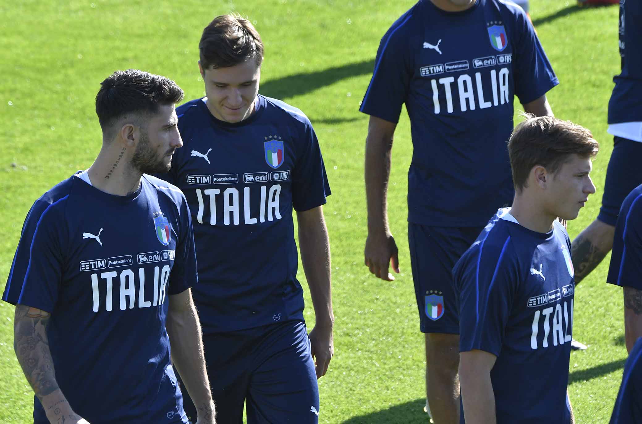 COVERCIANO RITIRO NAZIONALE 09-10-2018. CRISTIANO PICCINI, FEDERICO CHIESA E NICOLO' BARELLA. GALASSI SILVANO/SILPRESS