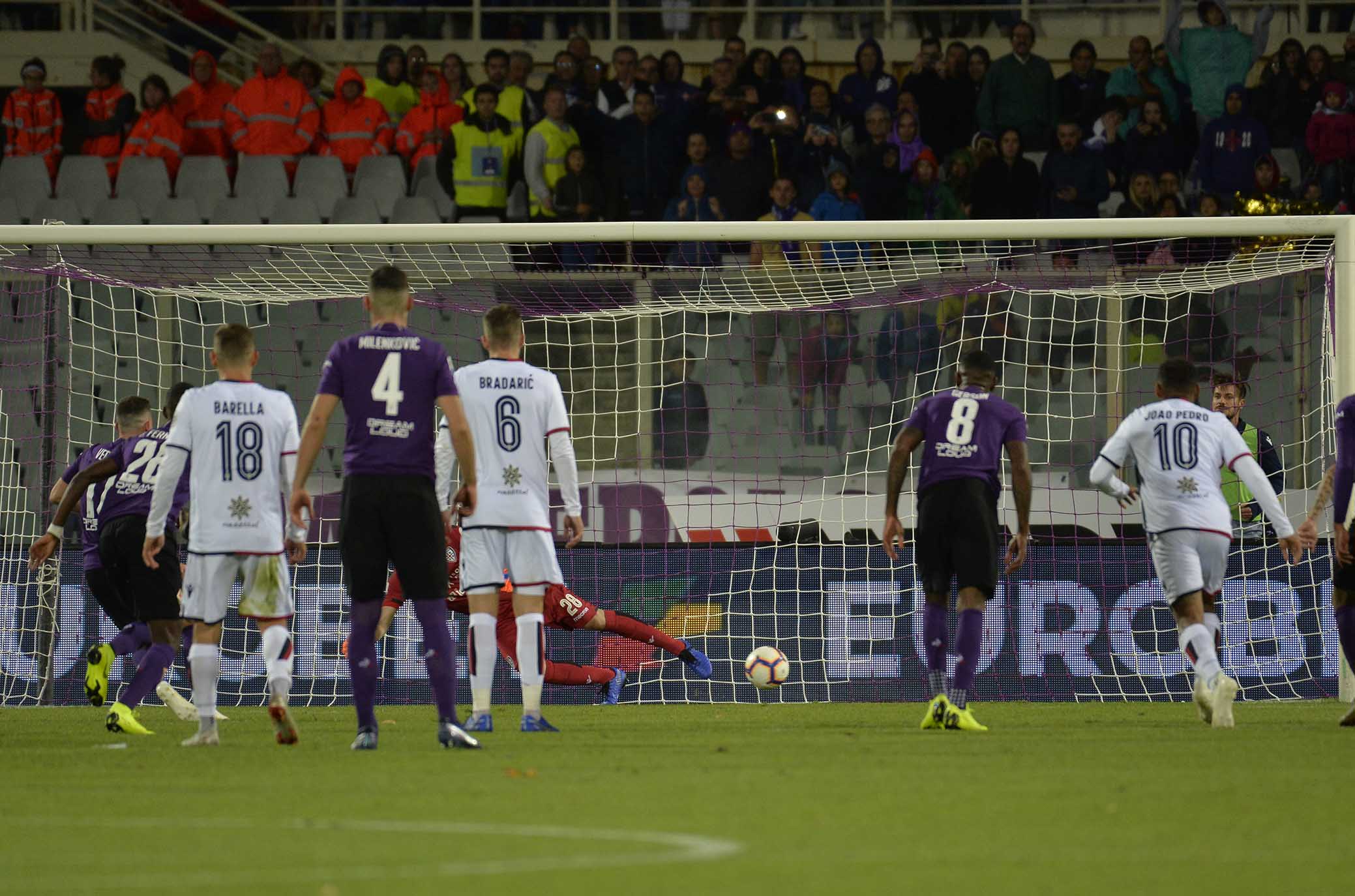 FIORENTINA-CAGLIARI 21-10-2018 GOL SU RIGORE DI JORDAN VERETOUT. GALASSI SILVANO/SILPRESS