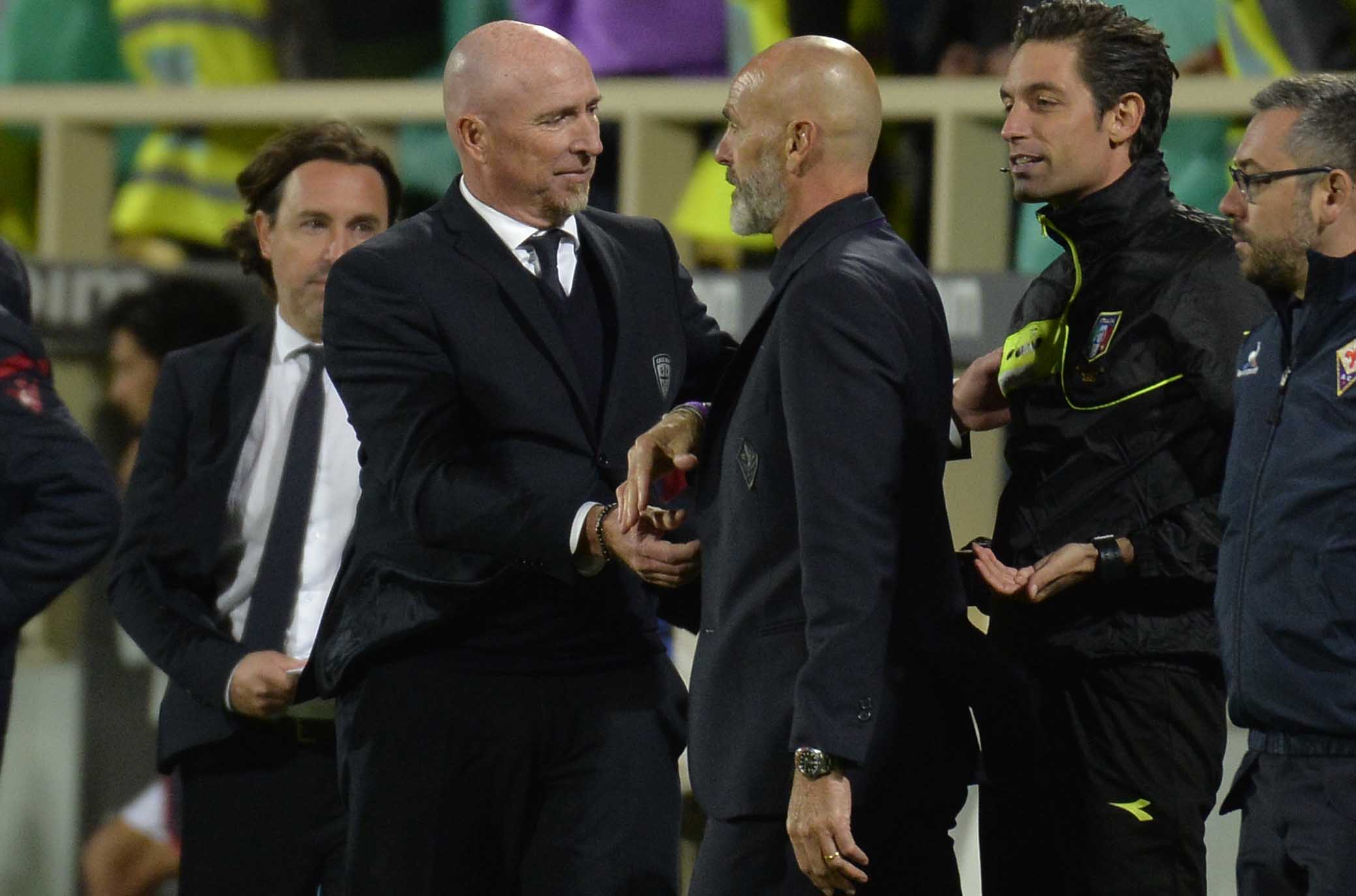 FIORENTINA-CAGLIARI 21-10-2018 SALUTO FINALE FRA MARAN E PIOLI. GALASSI SILVANO/SILPRESS