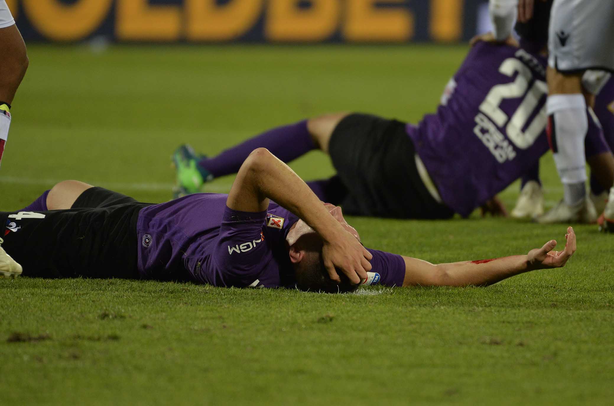 FIORENTINA-CAGLIARI 21-10-2018 INFORTUNIO A NIKOLA MILENKOVIC E GERMAN PEZZELLA. GALASSI SILVANO/SILPRESS