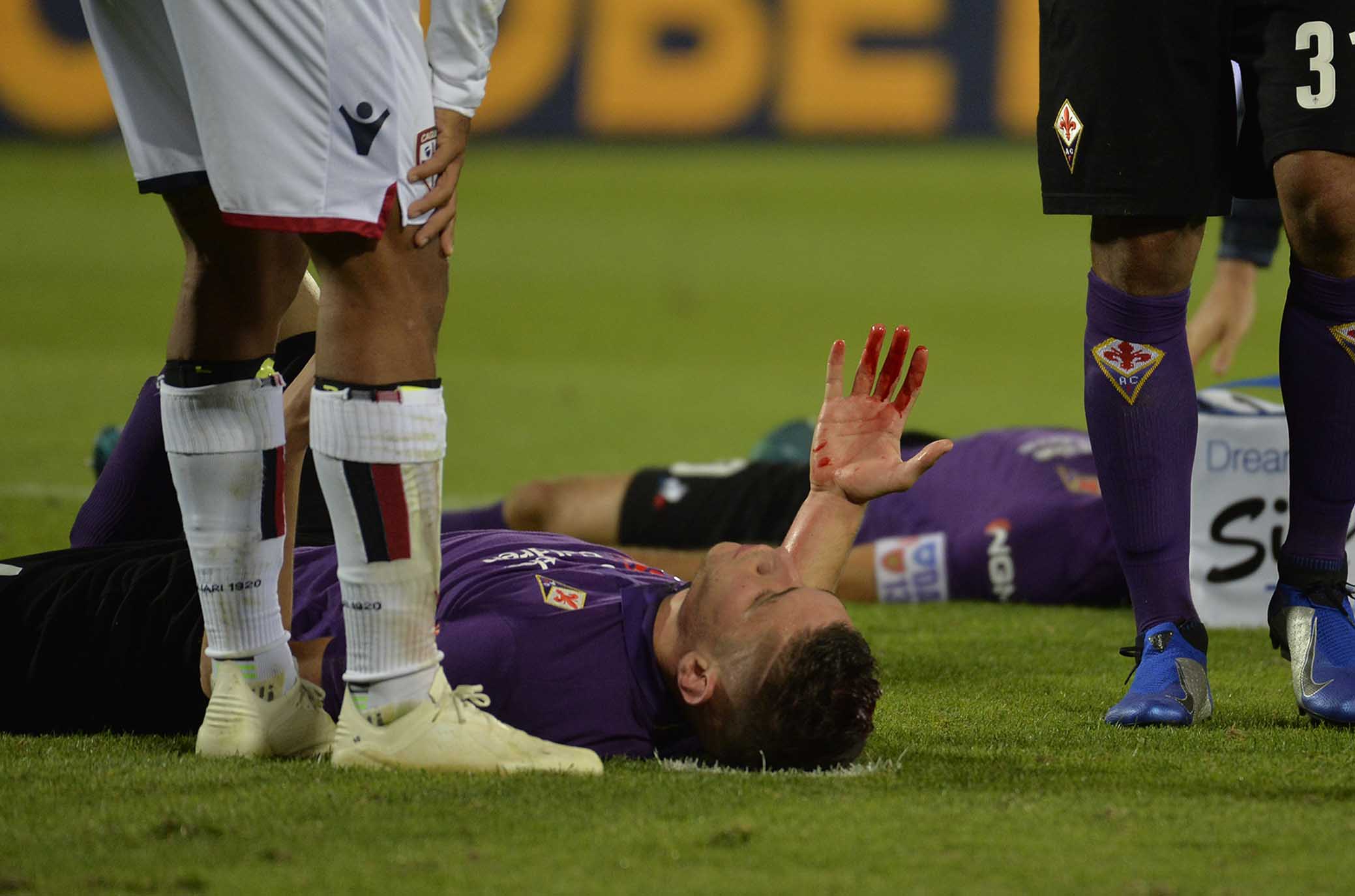 FIORENTINA-CAGLIARI 21-10-2018 INFORTUNIO A NIKOLA MILENKOVIC E GERMAN PEZZELLA. GALASSI SILVANO/SILPRESS