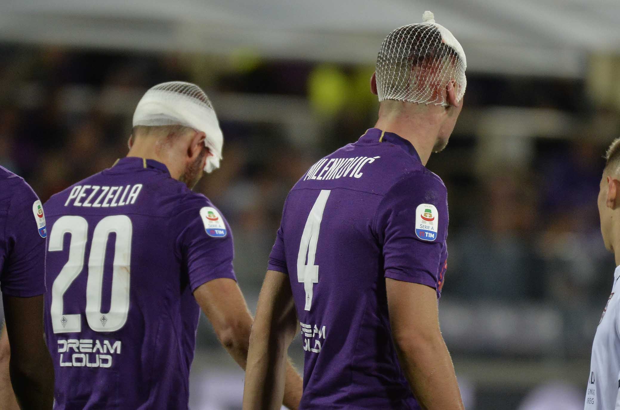 FIORENTINA-CAGLIARI 21-10-2018 INFORTUNIO A NIKOLA MILENKOVIC E GERMAN PEZZELLA. GALASSI SILVANO/SILPRESS