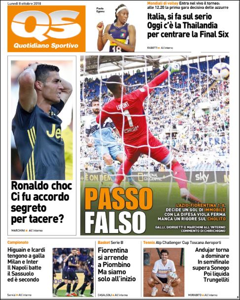 Quotidiani: la prima pagina di Qs, Stadio, Gazzetta, Corriere dello Sport e Tuttosport