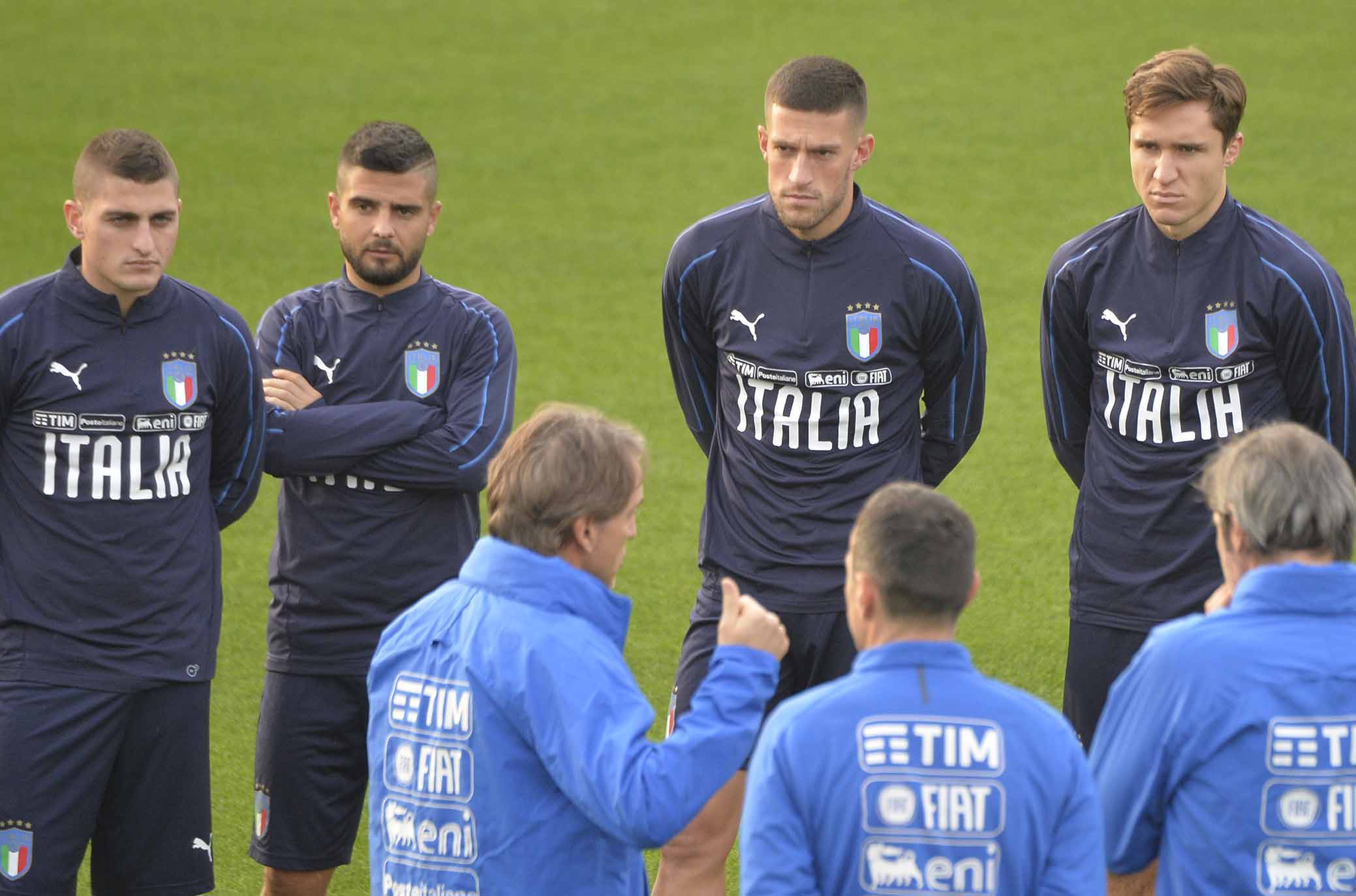 COVERCIANO RITIRO NAZIONALE 13-11-2018. FEDERICO CHIESA E CRISTIANO BIRAGHI LORENZO INSIGNE E MARCO VERRATTI. GALASSI SILVANO/SILPRESS