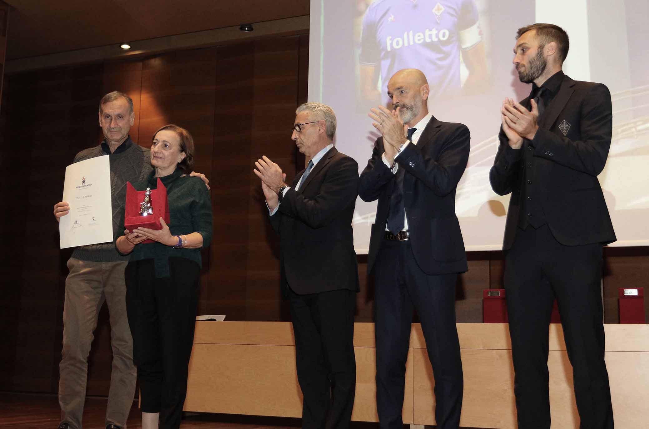 FIORENTINA 26-11-2018 HALL OF FAME. I GENITORI DI DAVIDE ASTORI CON GINO SALICA, STEFANO PIOLI E GERMAN PEZZELLA. GALASSI SILVANO/SILPRESS