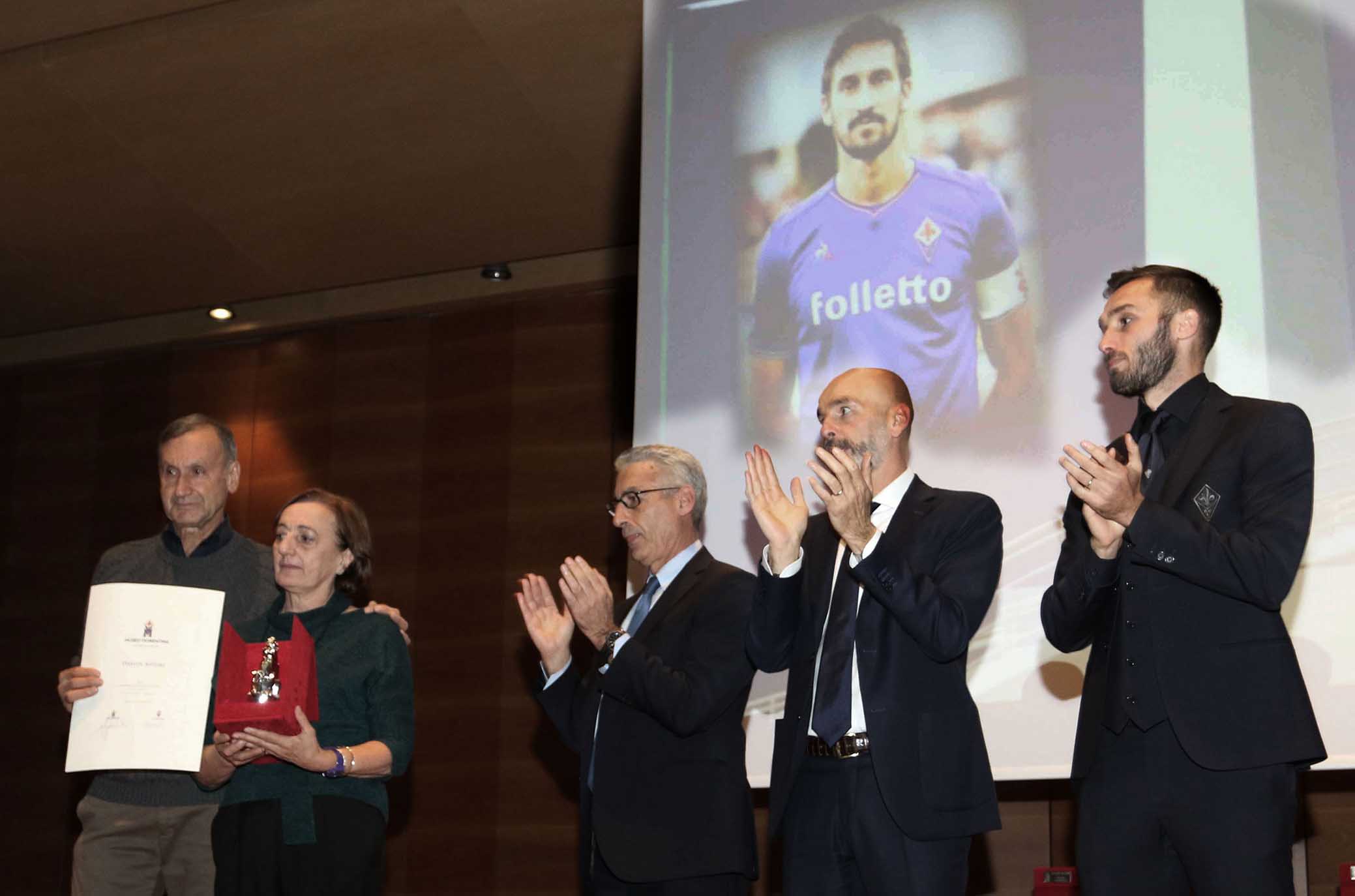 FIORENTINA 26-11-2018 HALL OF FAME. I GENITORI DI DAVIDE ASTORI CON GINO SALICA, STEFANO PIOLI E GERMAN PEZZELLA. GALASSI SILVANO/SILPRESS