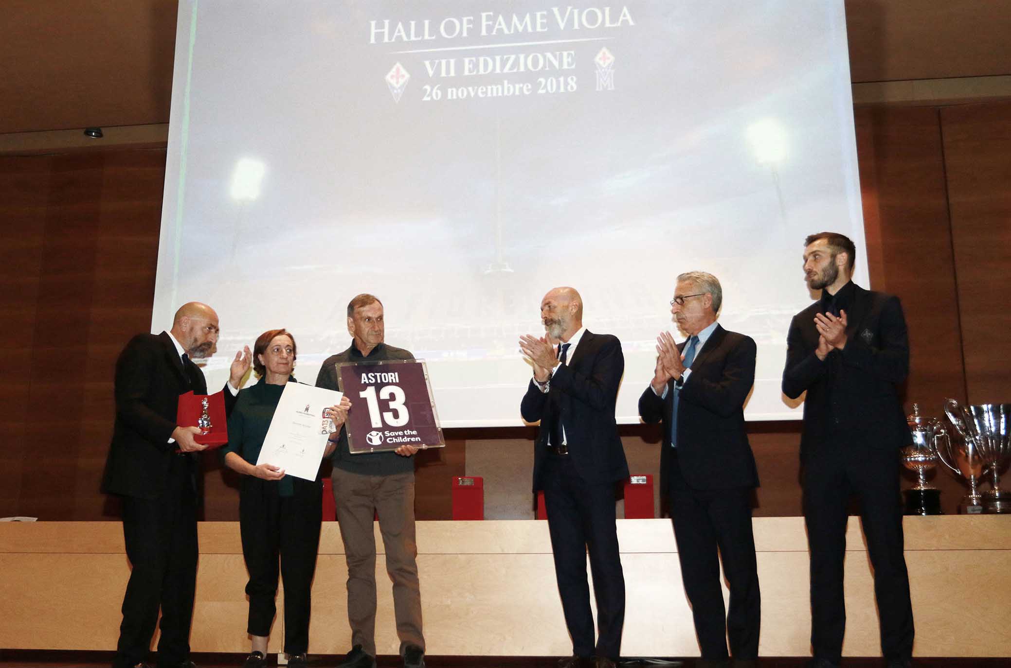 FIORENTINA 26-11-2018 HALL OF FAME. I GENITORI DI DAVIDE ASTORI CON GINO SALICA, STEFANO PIOLI E GERMAN PEZZELLA. GALASSI SILVANO/SILPRESS