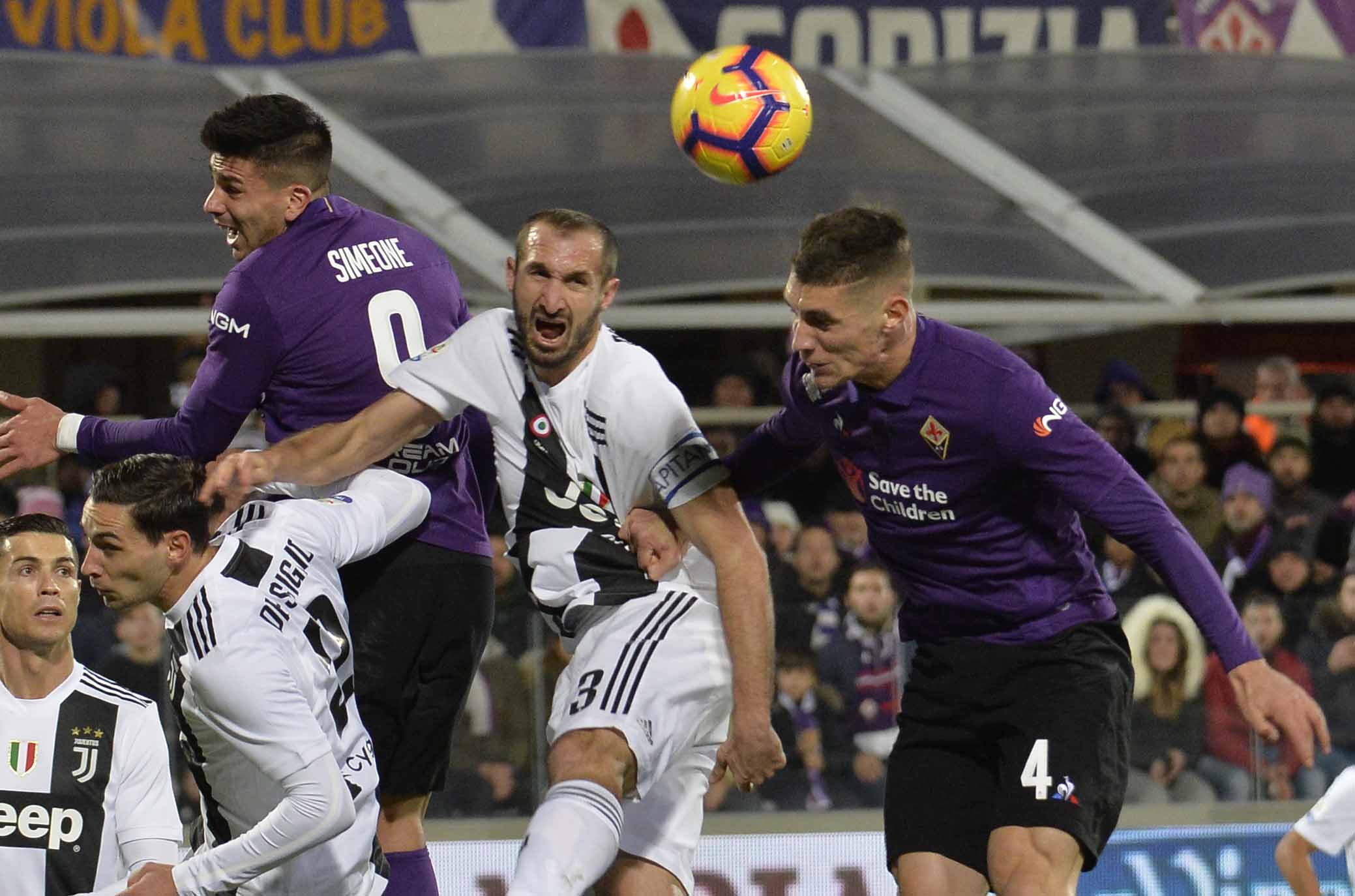 FIORENTINA-JUVENTUS 01-12-2018. GORGIO CHIELLINI E NIKOLA MILENKOVIC. GALASSI SILVANO/SILPRESS