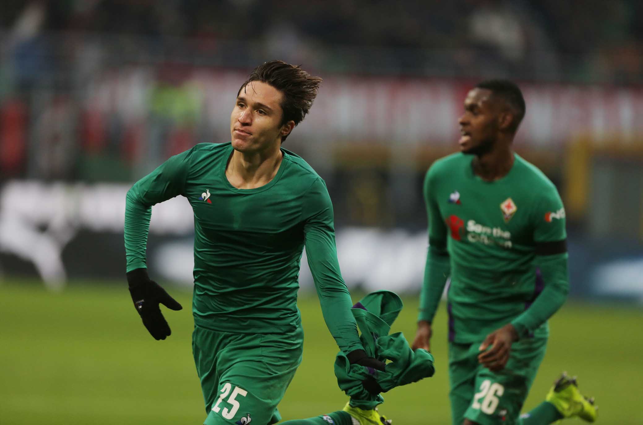 FEDERICO CHIESA ESULTANZA GOAL Milano 22 /12 /, 2018- Campionato Serie A Tim 17 Giornata 2018-19 Milan / Fiorentina ph Alberto Mariani / SILPRESS