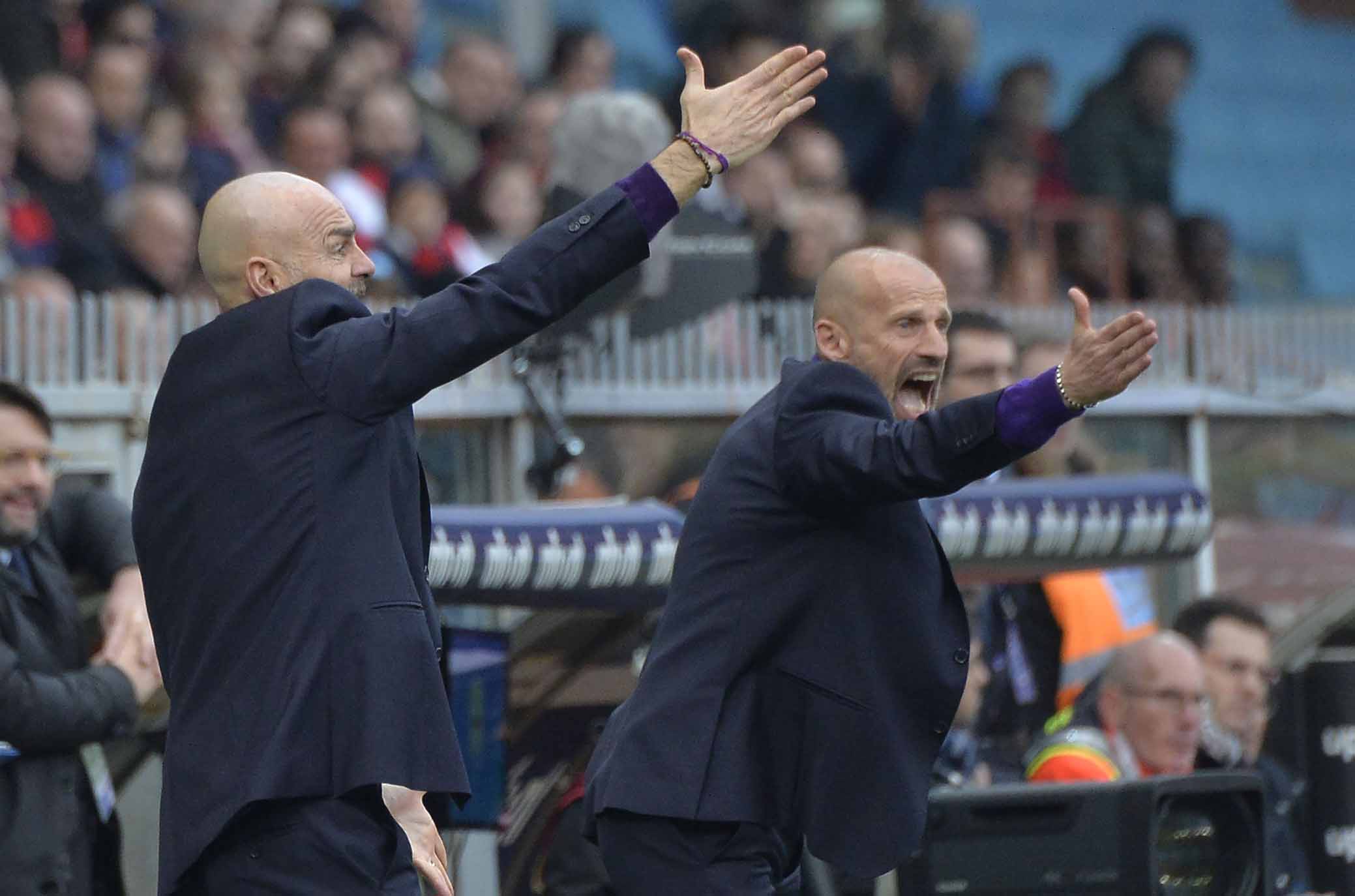 GENOA-FIORENTINA 29-12-2018. N STEFANO PIOLI E IL SUO SECONDO ARRABBIATI . GALASSI SILVANO/SILPRESS