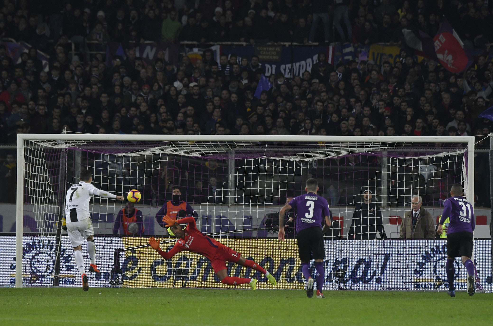 FIORENTINA-JUVENTUS 01-12-18.IL RIGORE DI CRISTIANO RONALDO.SILPRESS