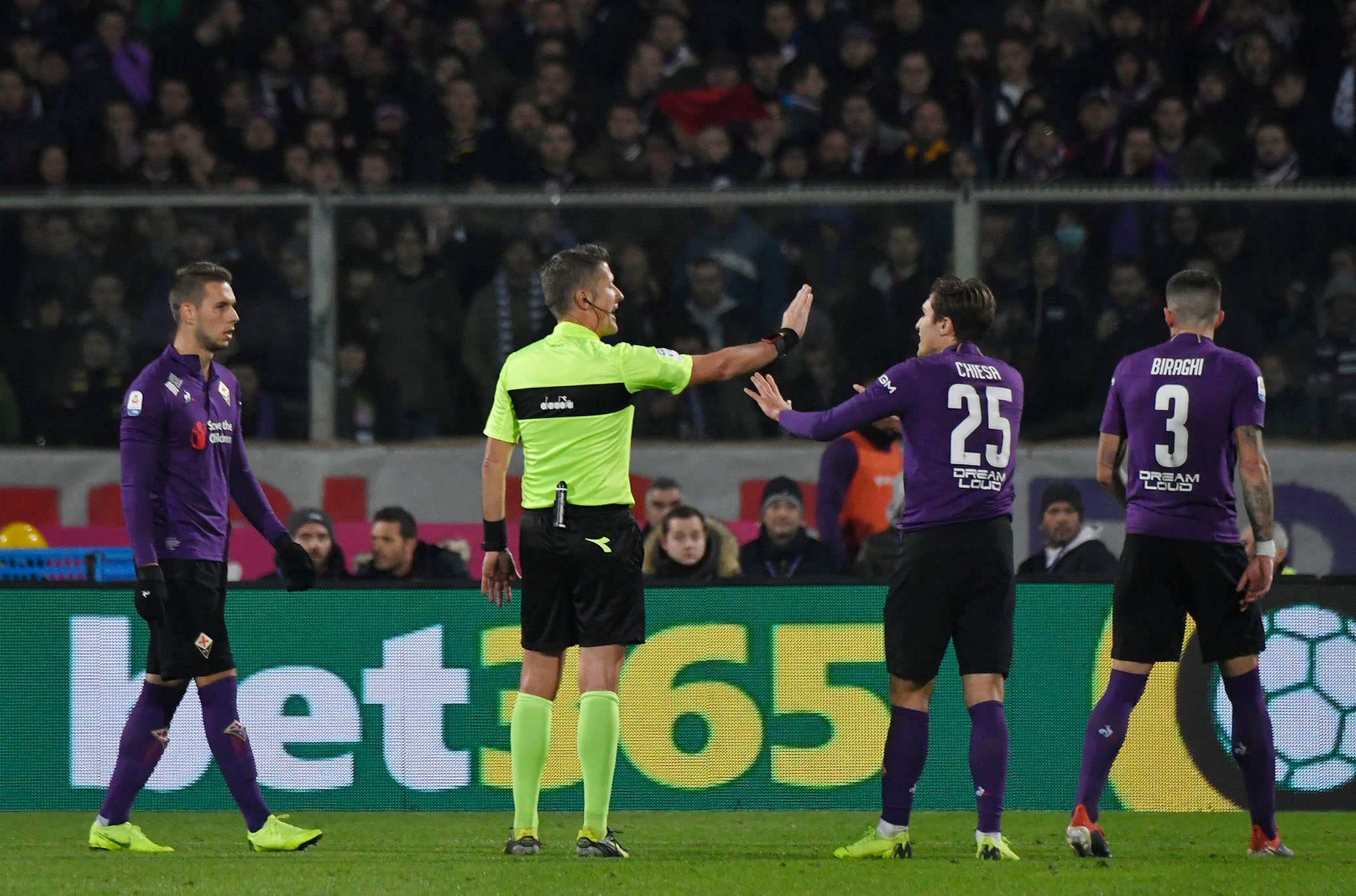 FIORENTINA-JUVENTUS 01-12-18.CHIESA E COMPAGNI PROTESTANO CONTRO ORSATO.SILPRESS