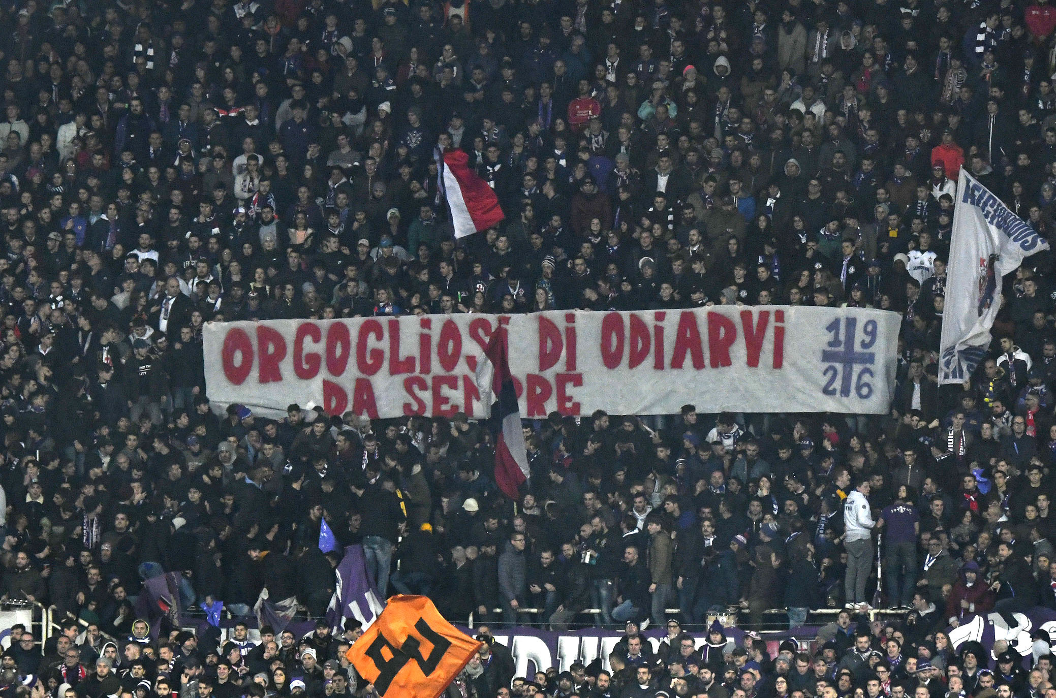 FIORENTINA-JUVENTUS 01-12-18.STRISCIONE IN CURVA FIESOLE.SILPRESS