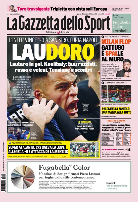 Quotidiani: la prima pagina di Qs, Stadio, Gazzetta, Corriere dello Sport, Tuttosport