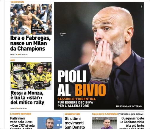 Quotidiani: la prima pagina di Qs, Stadio, Gazzetta, Corriere dello Sport, Tuttosport