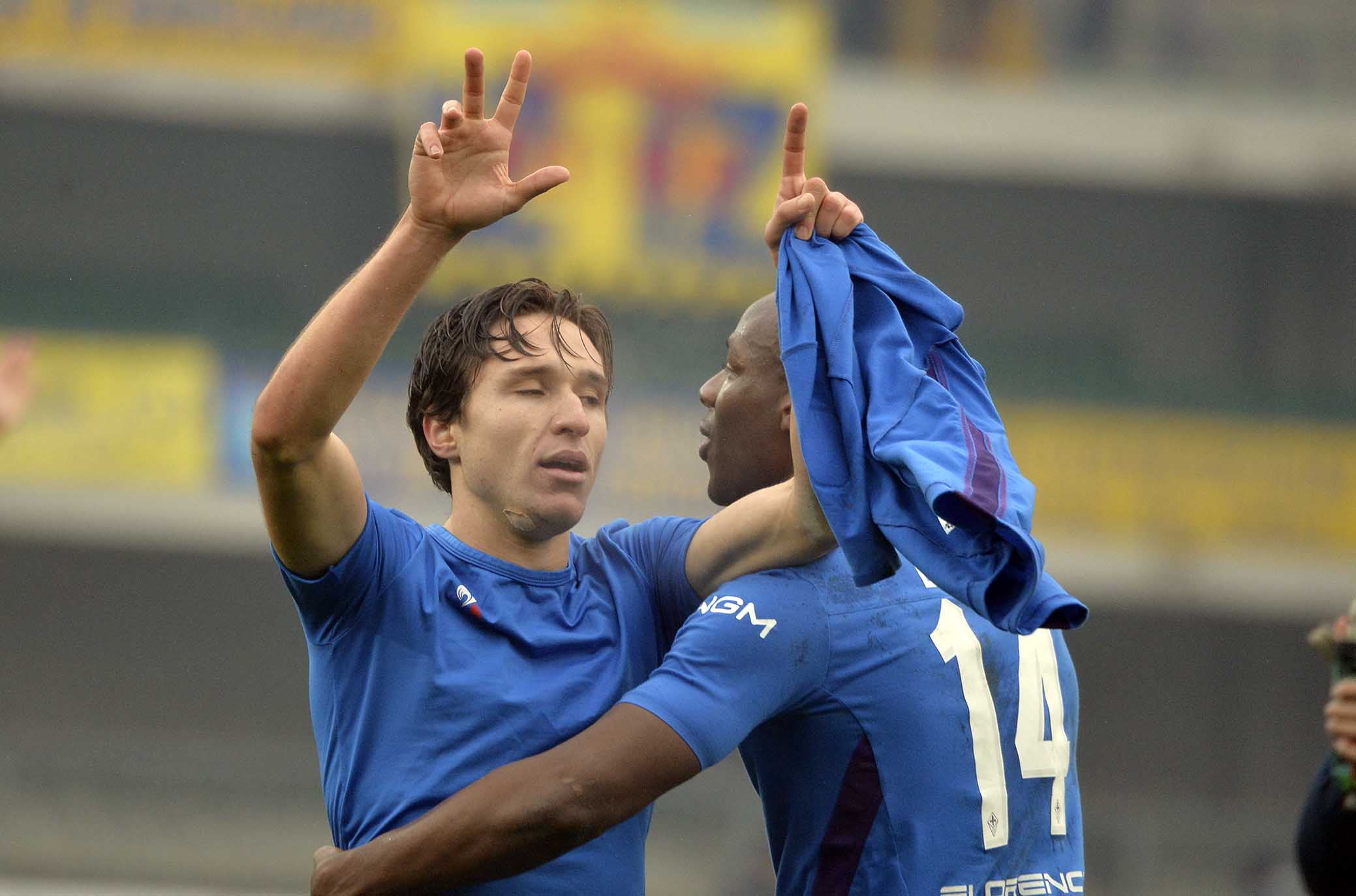 CHIEVO-FIORENTINA 27-01-2019 FEDERICO CHIESA INDICA IL 13 IN RICORDO DI DAVIDE ASTORI. GALASSI SILVANO/SILPRESS