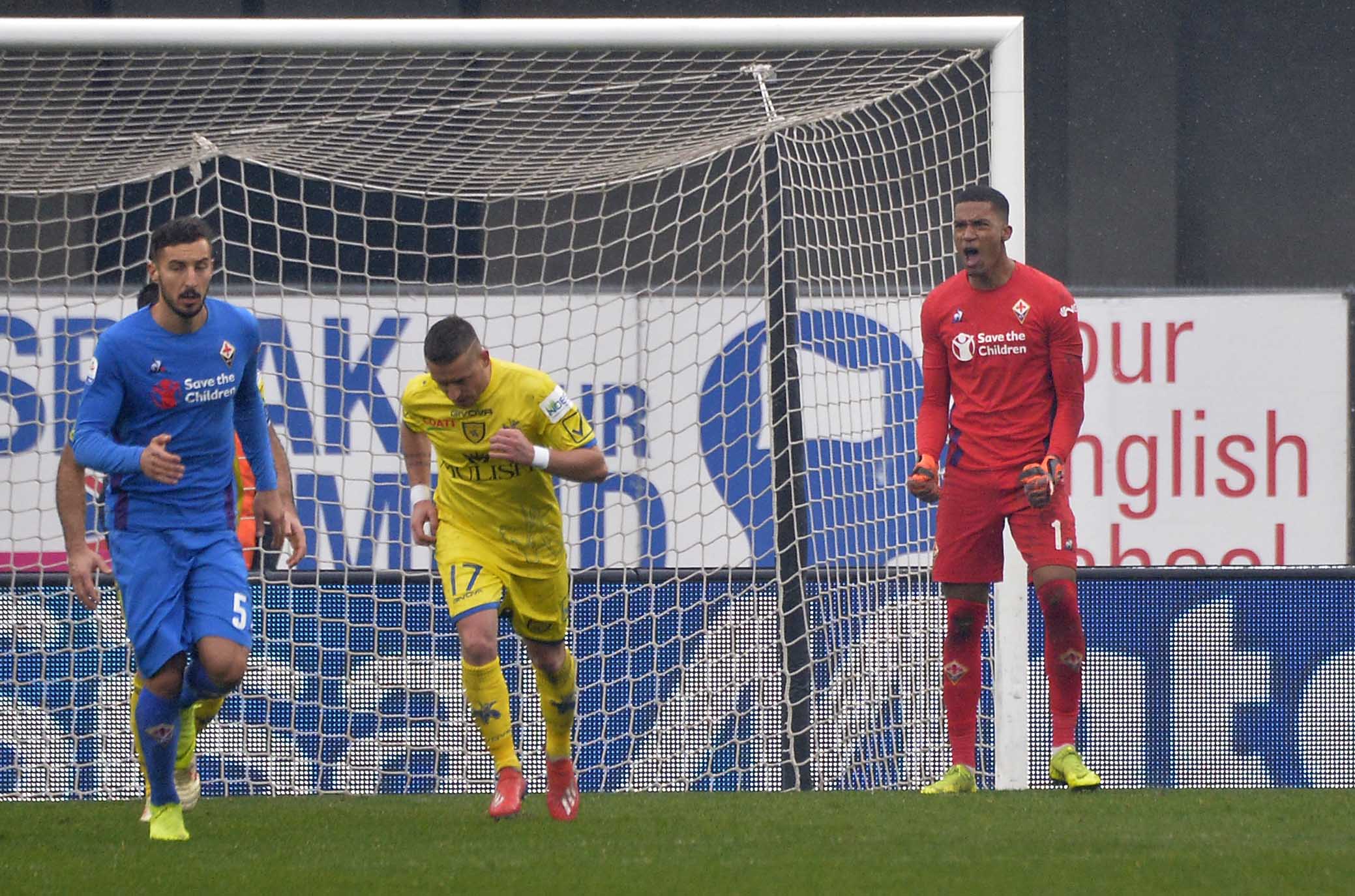 CHIEVO-FIORENTINA 27-01-2019 ALBAN LAFONT felice per il rigore parato. GALASSI SILVANO/SILPRESS