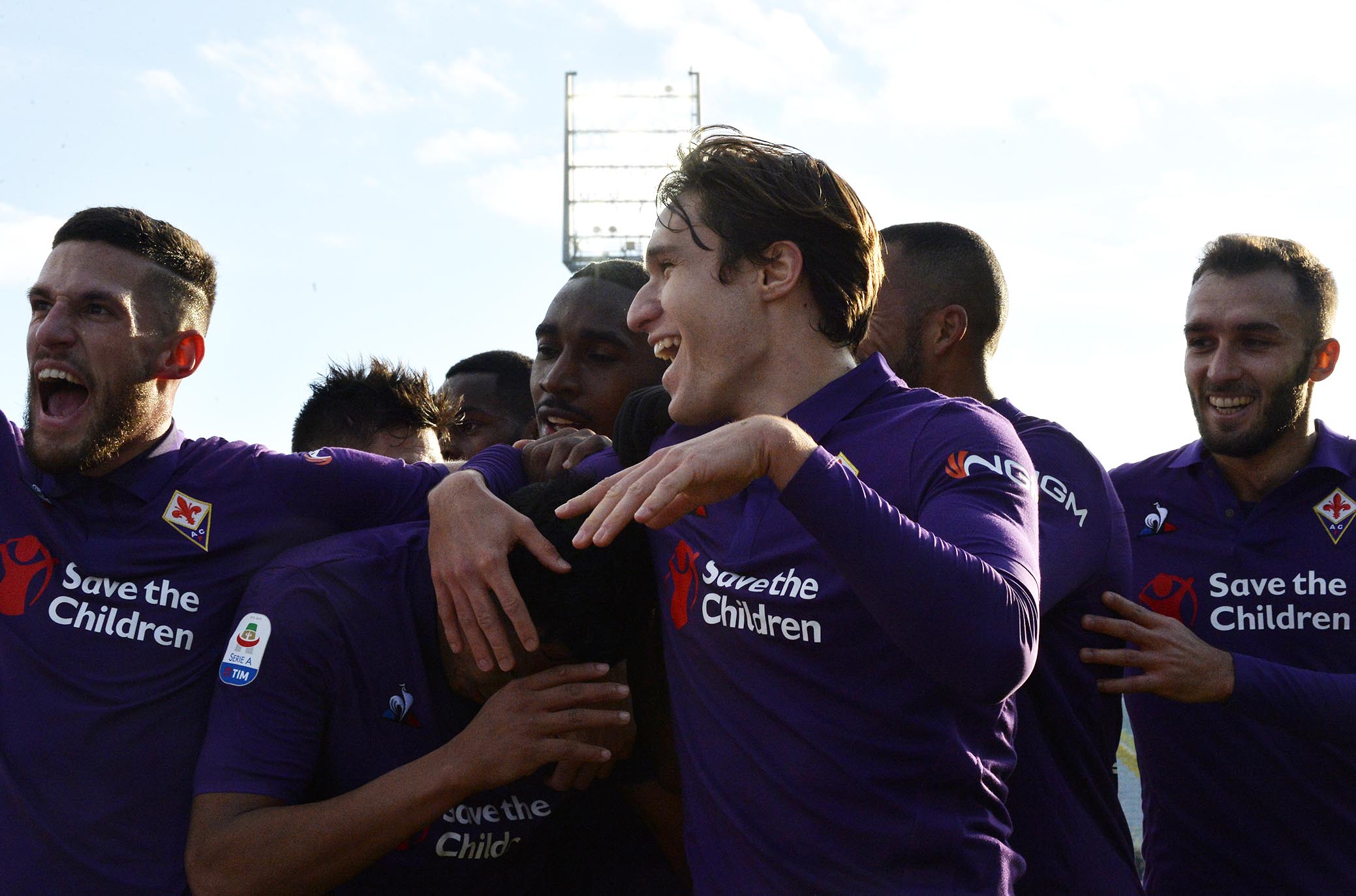 FIORENTINA-SAMPDORIA 20-01-2019 ESULTANZA DI LUIS MURIEL DOPO IL GOL CON FEDERICO CHIESA E COMPAGNI. GALASSI SILAVNO/SILPRESS